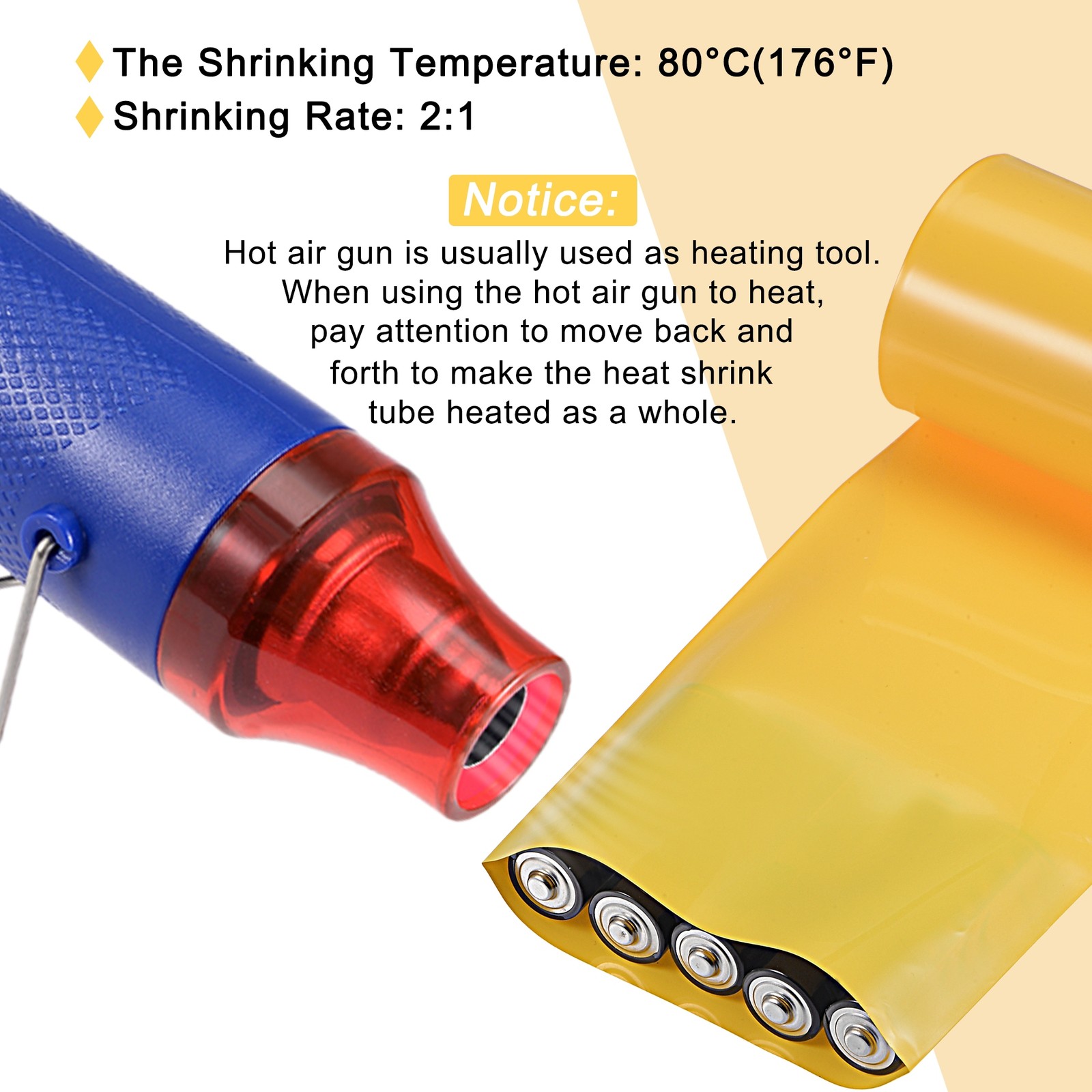 Battery Wrap Heat Shrink Tubing 51mm Dia 80mm Flat 8 Feet Yellow