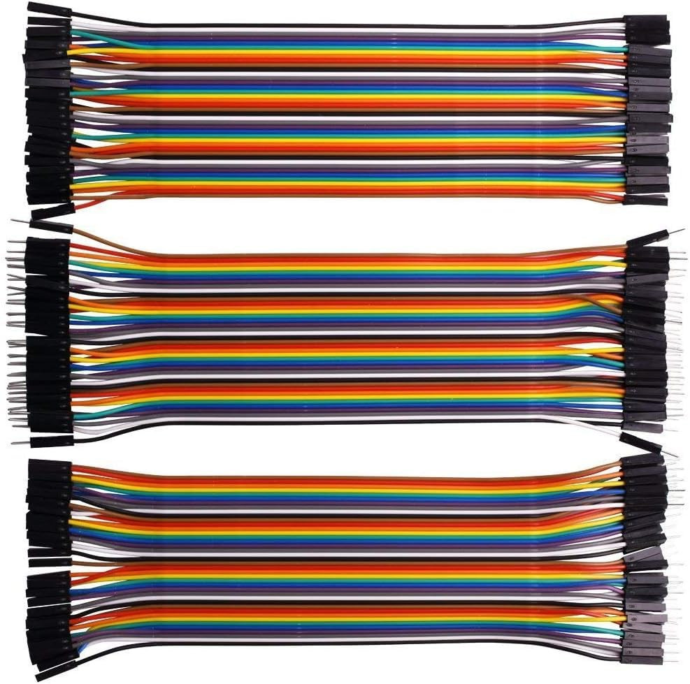 120pcs Multicolored Dupont Wire 40pin M/F, 40pin M/M, 40pin F/F Breadboard Jumpe