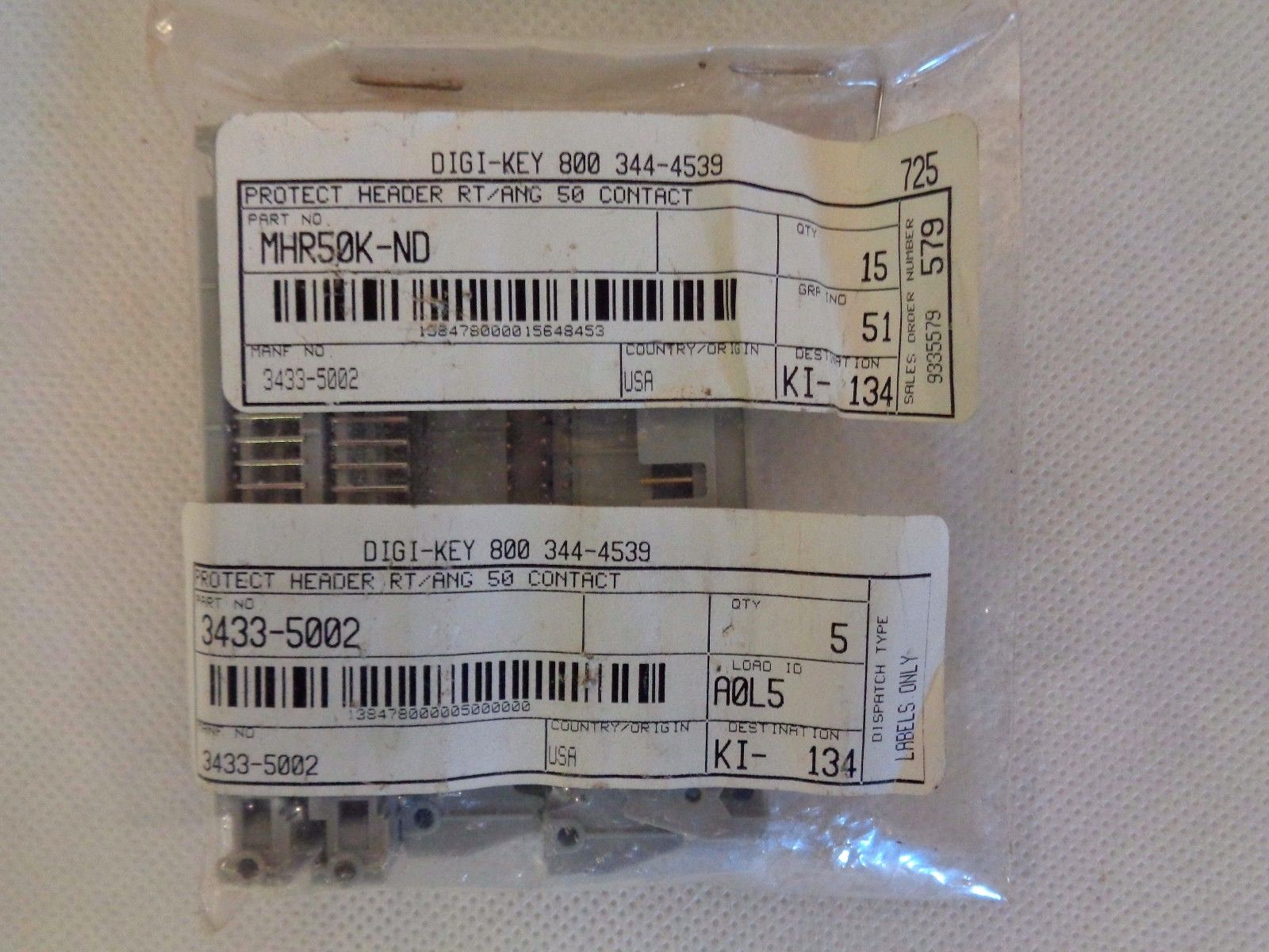 NEW PACK OF 5 DIGI-KEY MHR50K-ND PROTECT HEADER RT/ANG 50 CONTACT