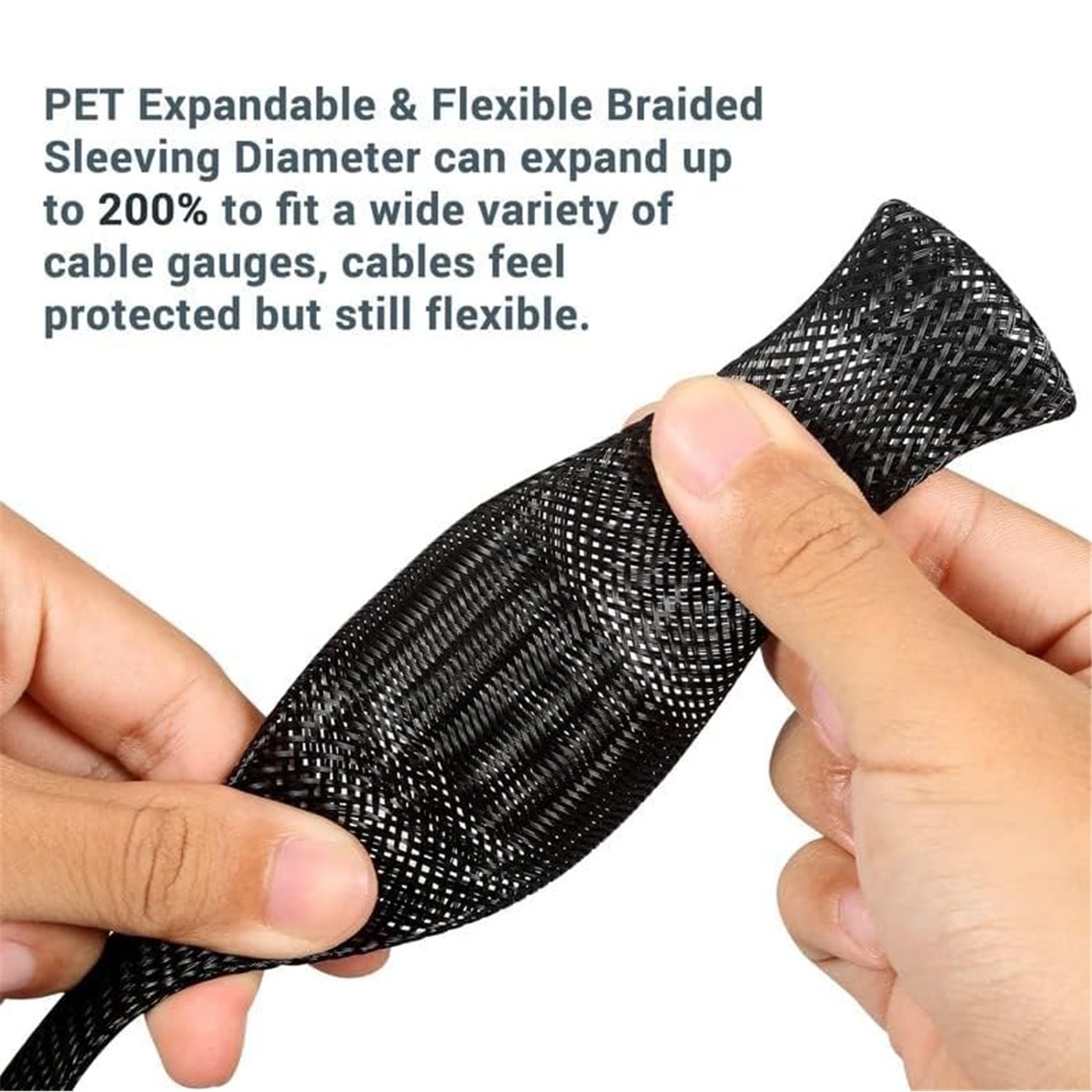 5/10/25M PET Expandable Wire Cable Sleeving Sheathing Braided Loom Tubing Sleeve