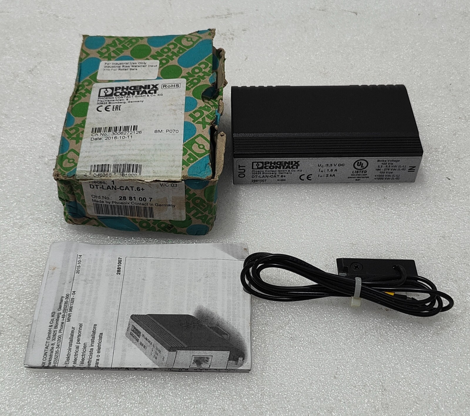 PHOENIX CONTACT 2881007 SURGE PROTECTION DEVICE FOR ETHERNET DT-LAN-CAT.6+
