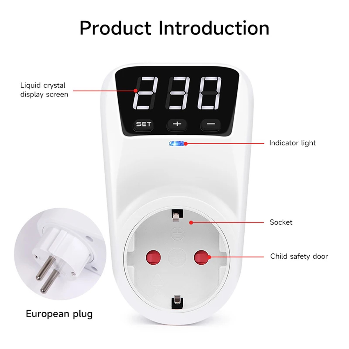 GEYA Over Voltage Surge Protector Switch Automatic Reset 16A 230V EU Socket NEW