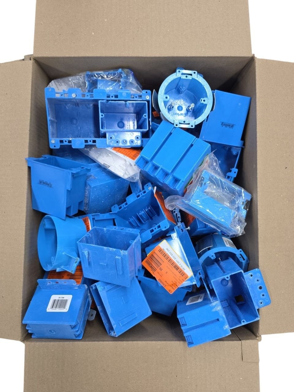 LOT OF 100 Mixed Lot Of Plastic Electrical Boxes Many Types And Sizes