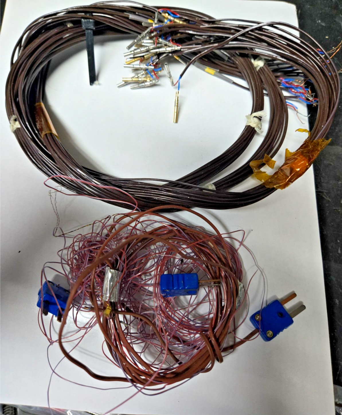 Thermocouple extension wire, Type-K, 30-Gauge & 3 tangled thermocouples