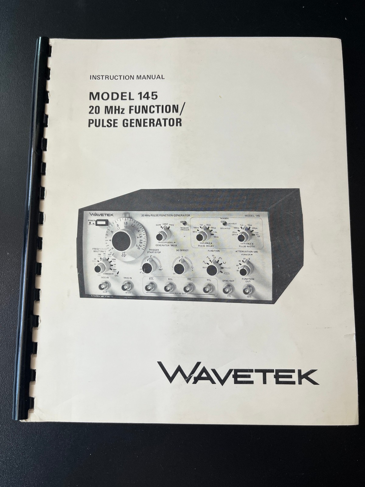 WAVETEK MODEL 145 20 MHZ FUNCTION PULSE GENERATOR INSTRUCTION MANUAL