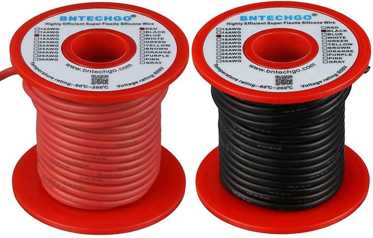 16 Gauge Silicone Wire Spool Red and Black Each 50Ft Flexible 16 AWG Stranded Ti