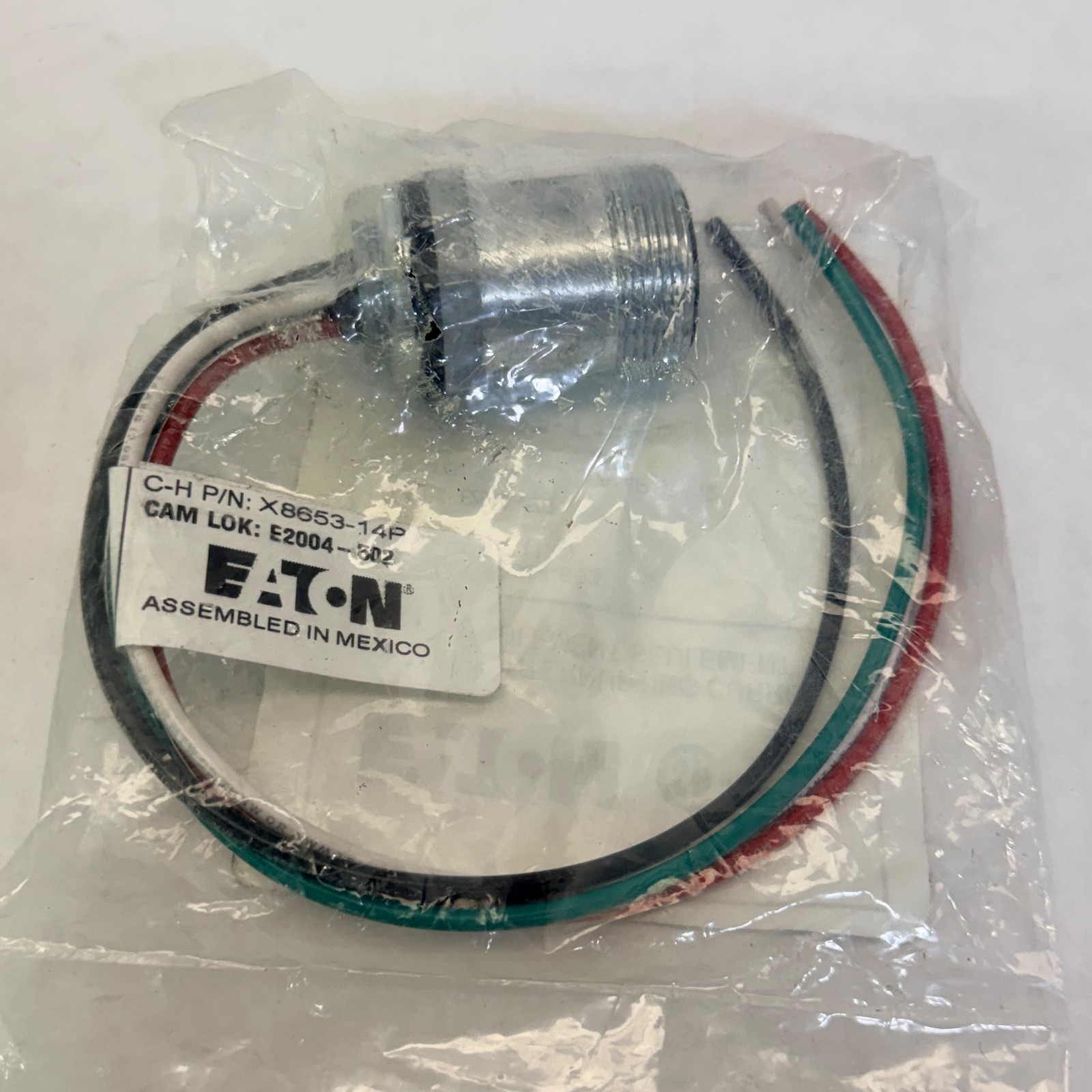 LOT OF 2 EATON X8653-14P CAM LOK 12″ MALE RECEPTACLE E2004-502 CROUSE HINDS