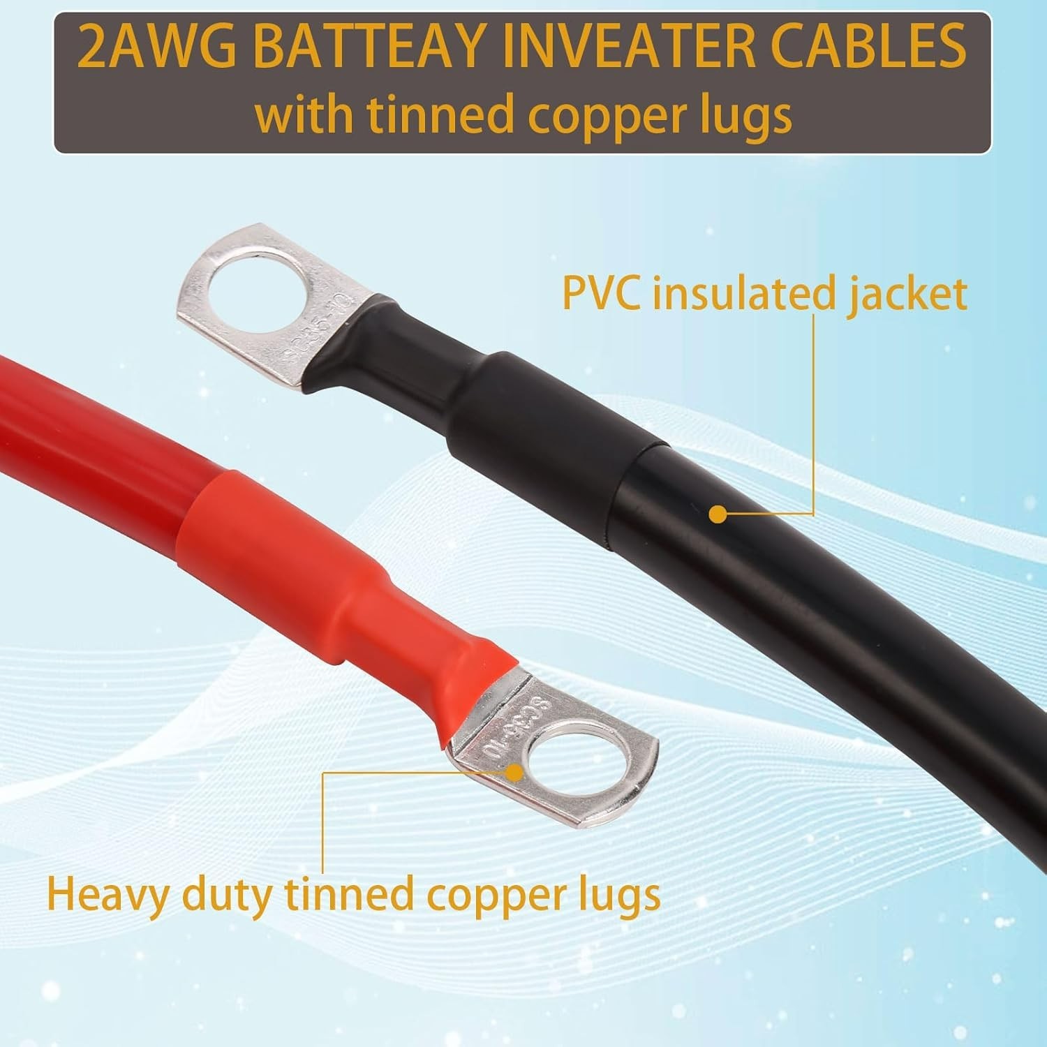 2AWG Gauge Custom Battery Cable Copper RV Solar Power Wire Inverter Power Wire