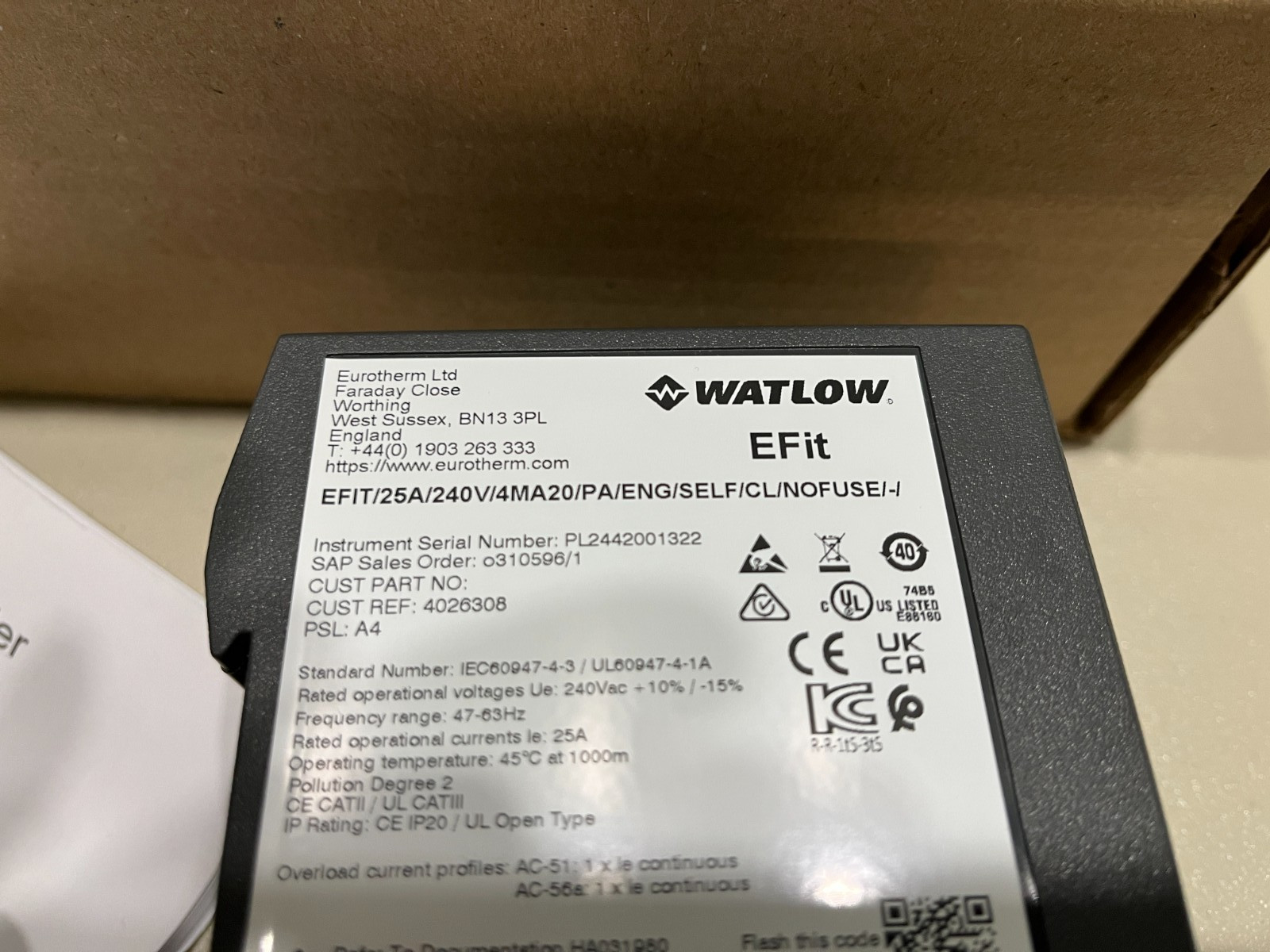 Watlow EFIT 25A/240V/4MA20/PA/ENG/SELF/CL/NOFUSE