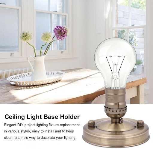 Bronze Electroplated Vintage Industrial Iron Lamp Bulb Ho Color: Bronze