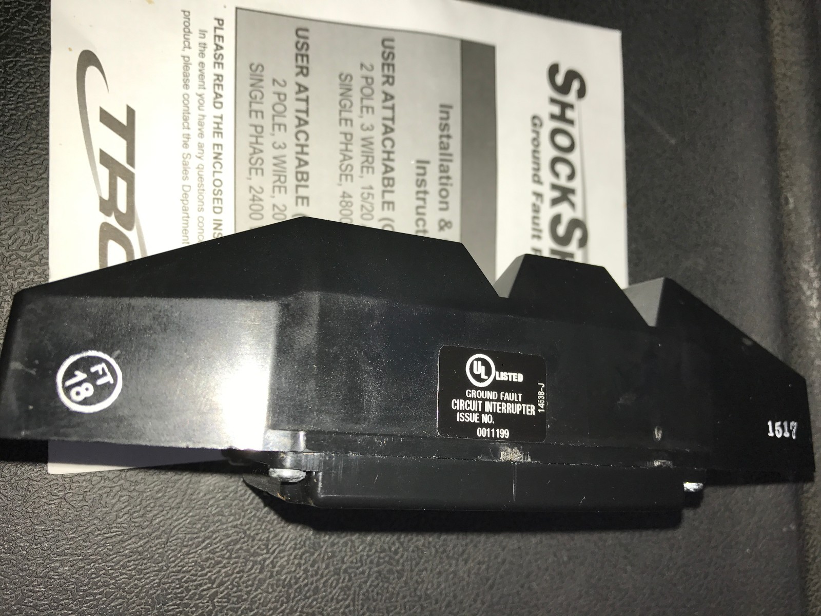 TRC 25230 Shock Shield GFI GFCI 120VAC 20 Amperes, 2400watts Circuit Interrupter
