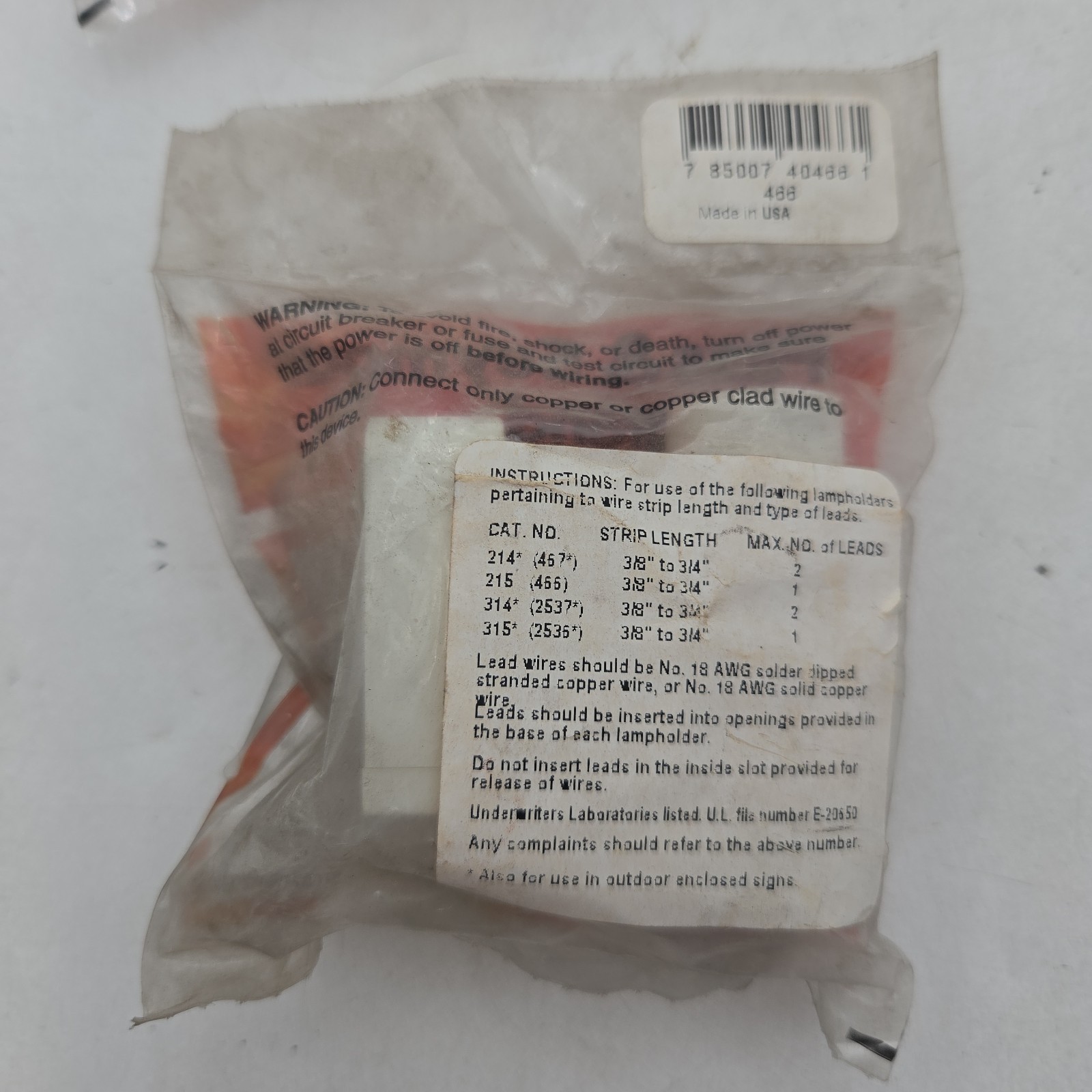 [3-Pack] Pass & Seymour (Legrand) 466 Fluorescent Lampholders – Pedestal Style