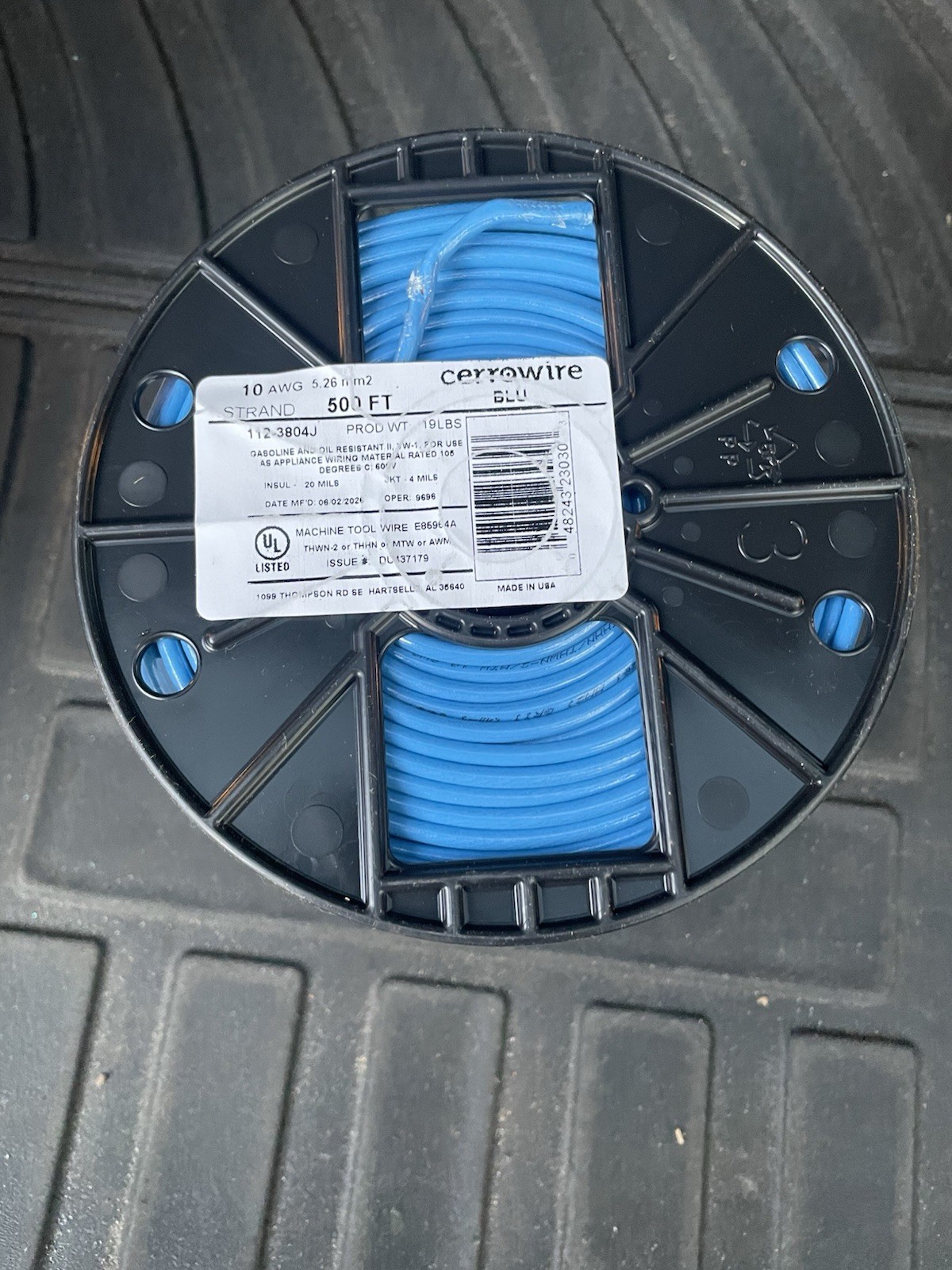 #10 AWG Copper Stranded Wire – 500′ FT Roll THHN/THWN 600 Volt – Blue – New!