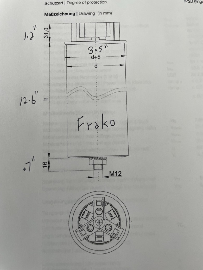 capacitor for power factor correction, 25KVAR, 480V.