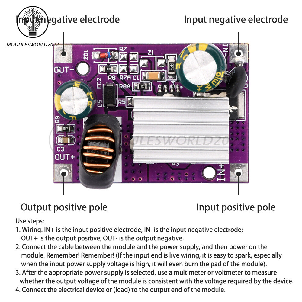 DC-DC Step Down Power Supply Module Buck Converter Non-isolated 9-120V to 5V/12V