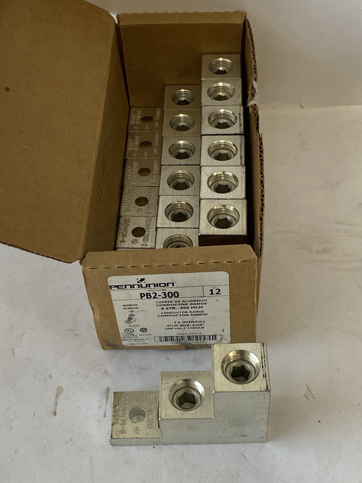 Lot Of 7 PB2300 PENN-UNION 2/300mcm Aluminum Panelboard Lug