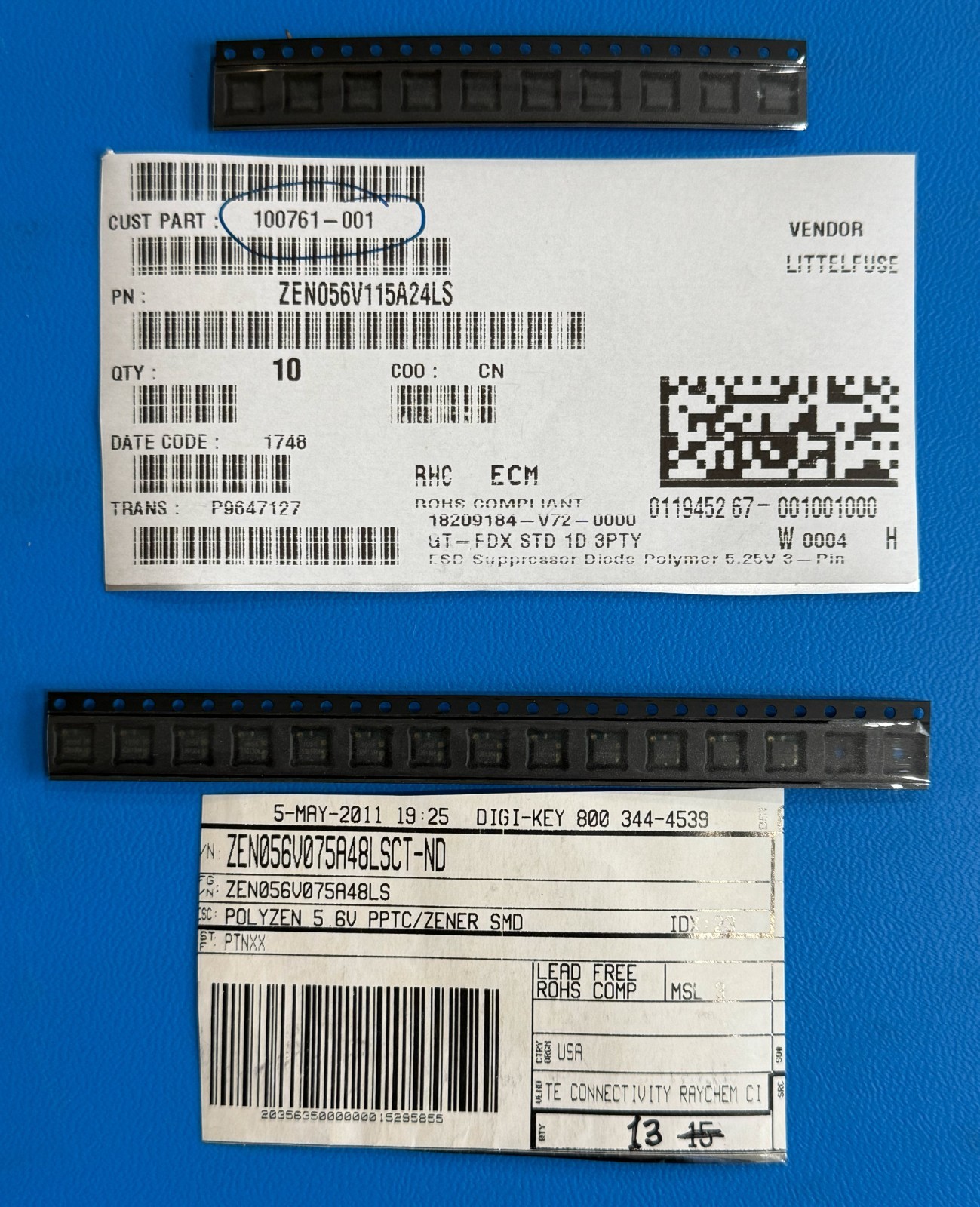 23PCS NEW ZEN056V TYCO TVS DEVICE MIXED 5.6V SMD
