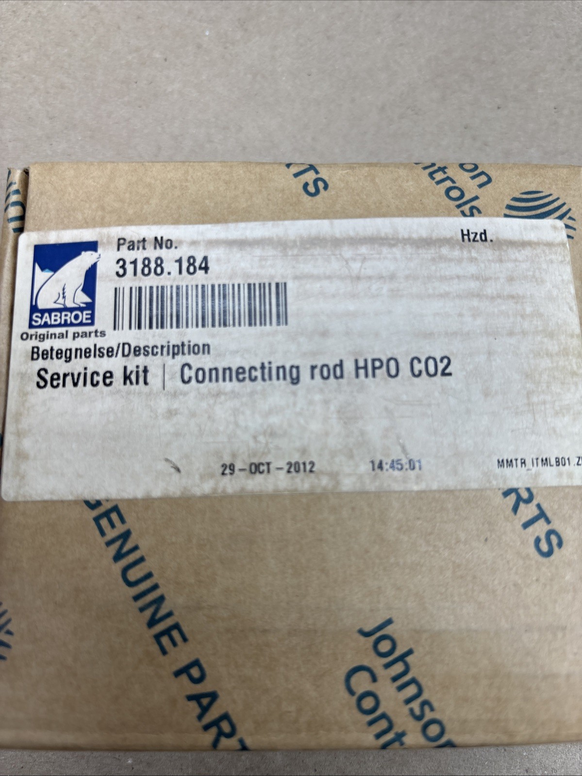 New In Box Sabroe 3188.184 Service Kit Connecting Rod HPO CO2 Fast Shipping.