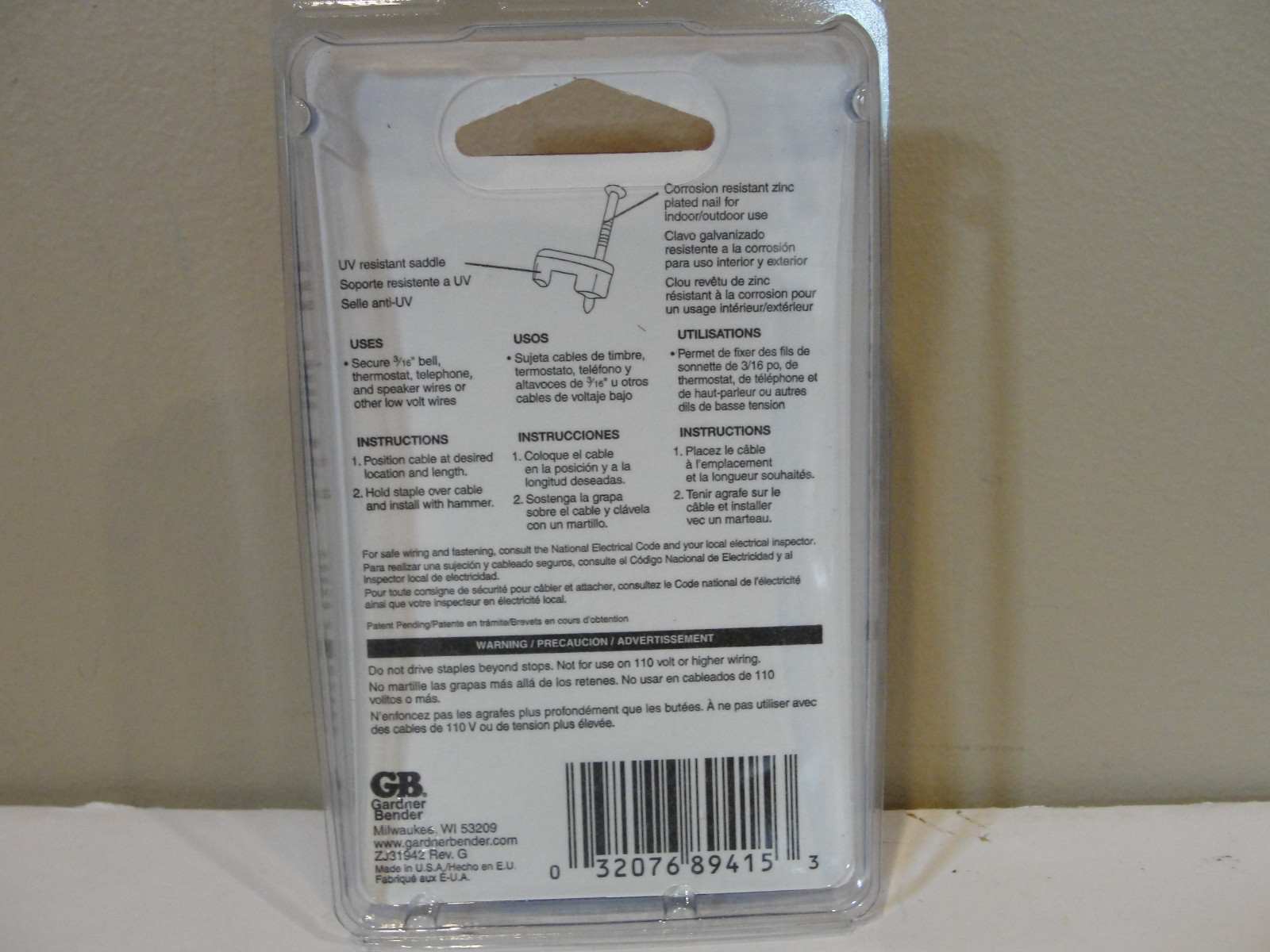 Gardner Bender PSW-1600 Low Voltage Staples, 3/16 in, Qty: 25