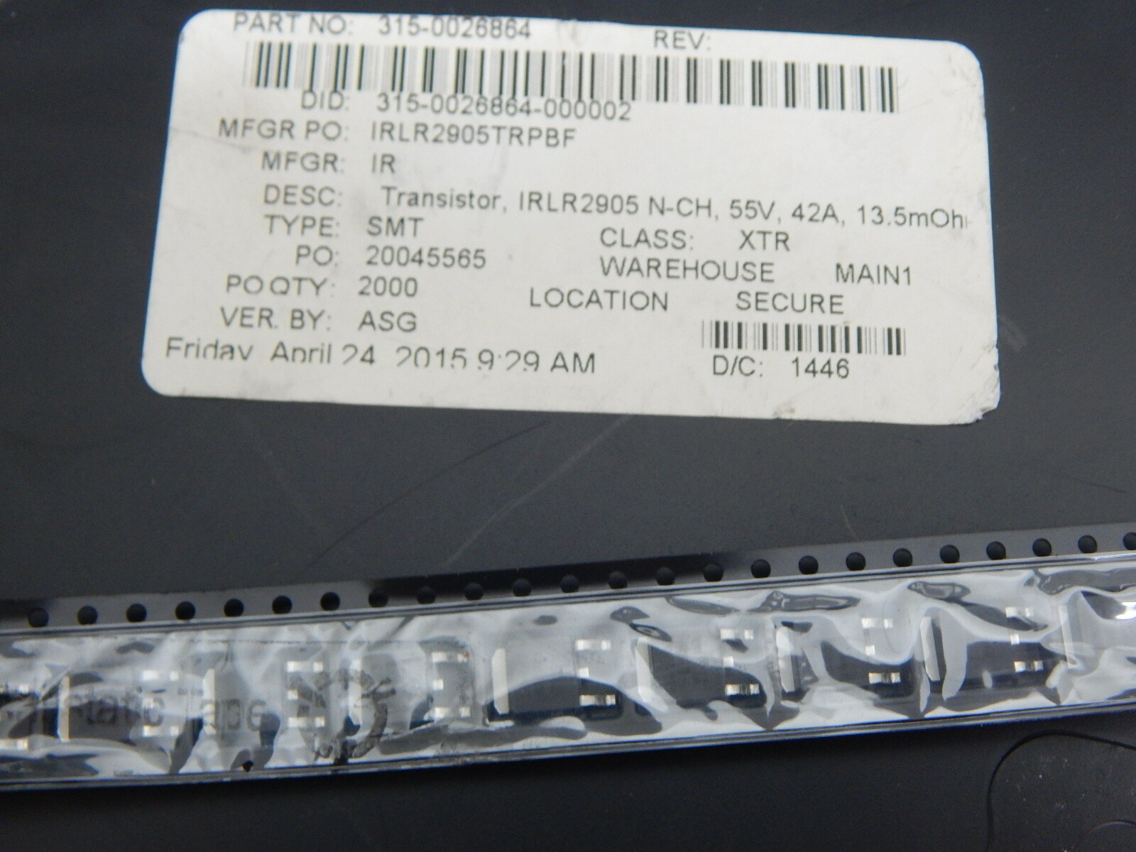 IR IRLR2905TRPBF MOSFET N-CH 55V 42A DPAK – LOT OF 5 TRANSISTORS -USA FAST SHIP