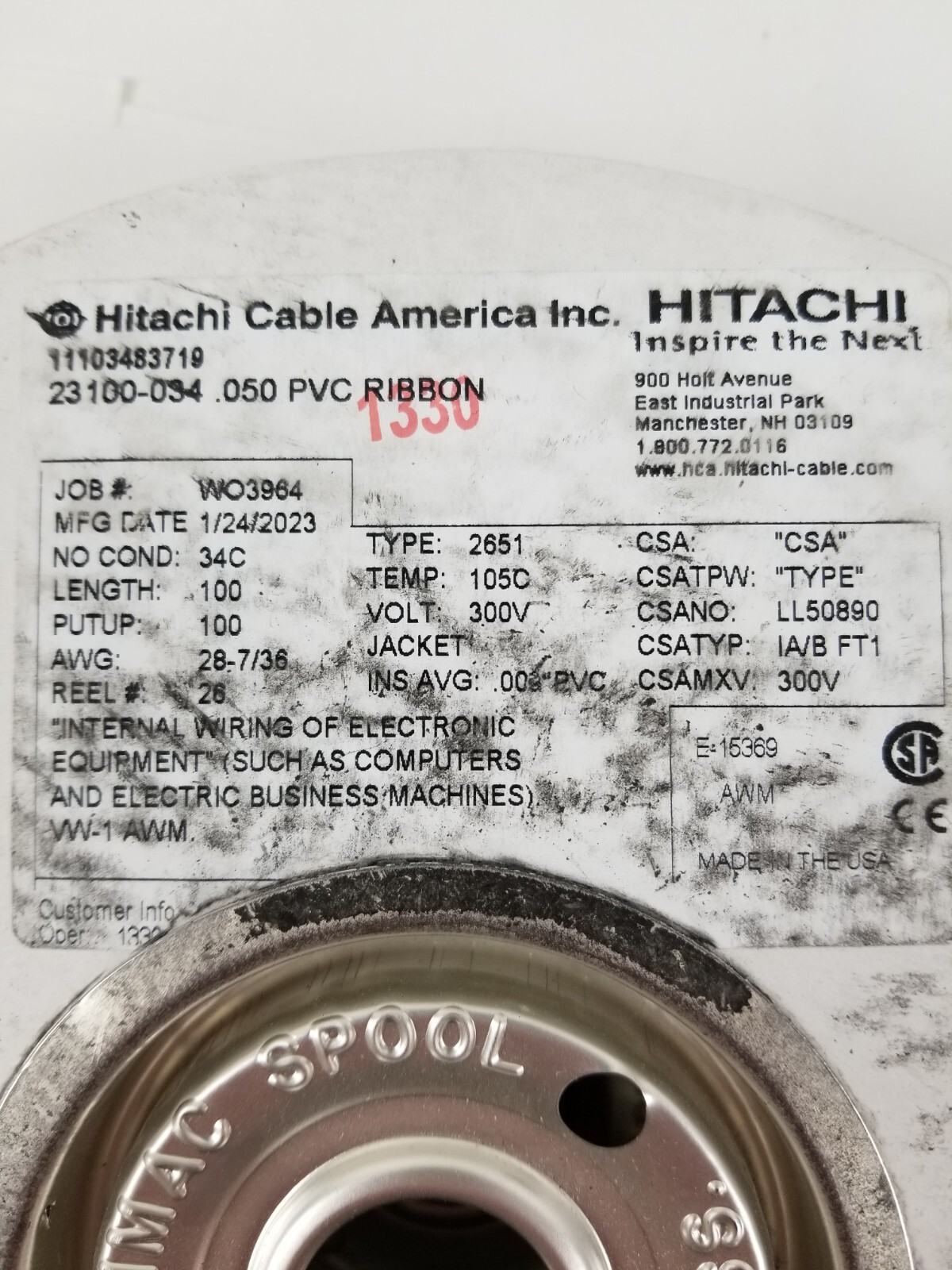 100′ Hitachi 23100-034 Ribbon Cable .050inch PVC Stranded Flat 34 Conductor NEW