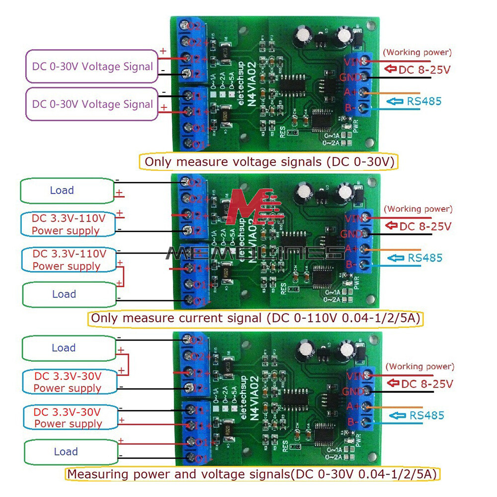 RS485 0-1A 0-30V Current Voltage Collector Voltage Signal Acquisition MODBUS RTU