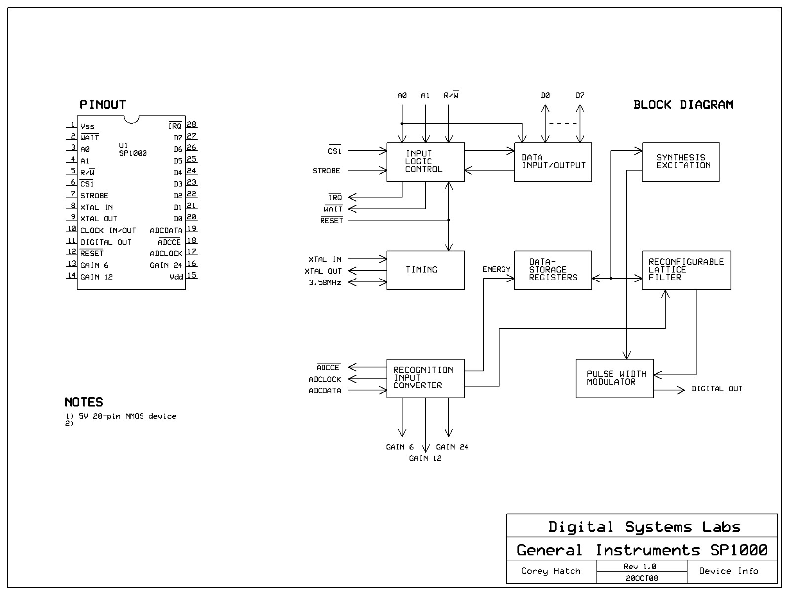 Speech IC SP1000 Speech Recognition & Synthesis, General Instruments, IC, 2 Pcs