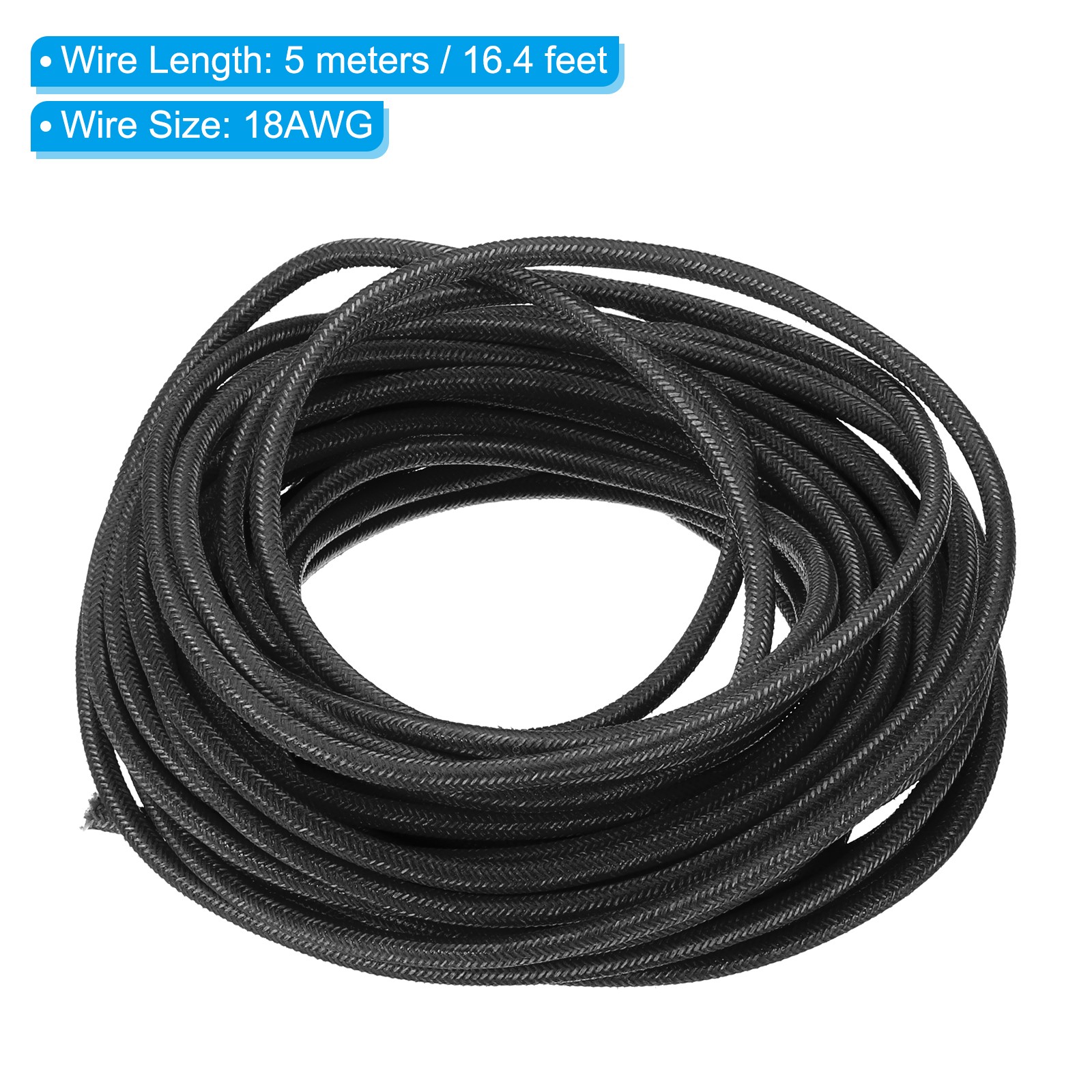16.4Ft 18AWG Electronic Wire High Temperature Electrical Silicone Cable Black