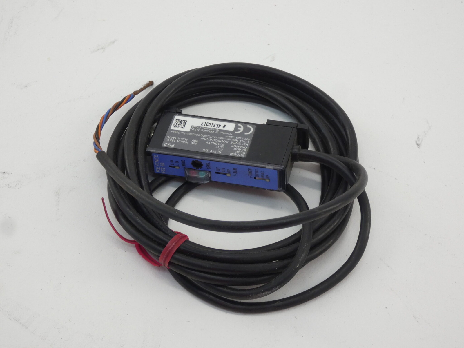 Keyence FS2-60 7′ Photoelectric Fiber Optic Sensor Amplifier Cable 7FT