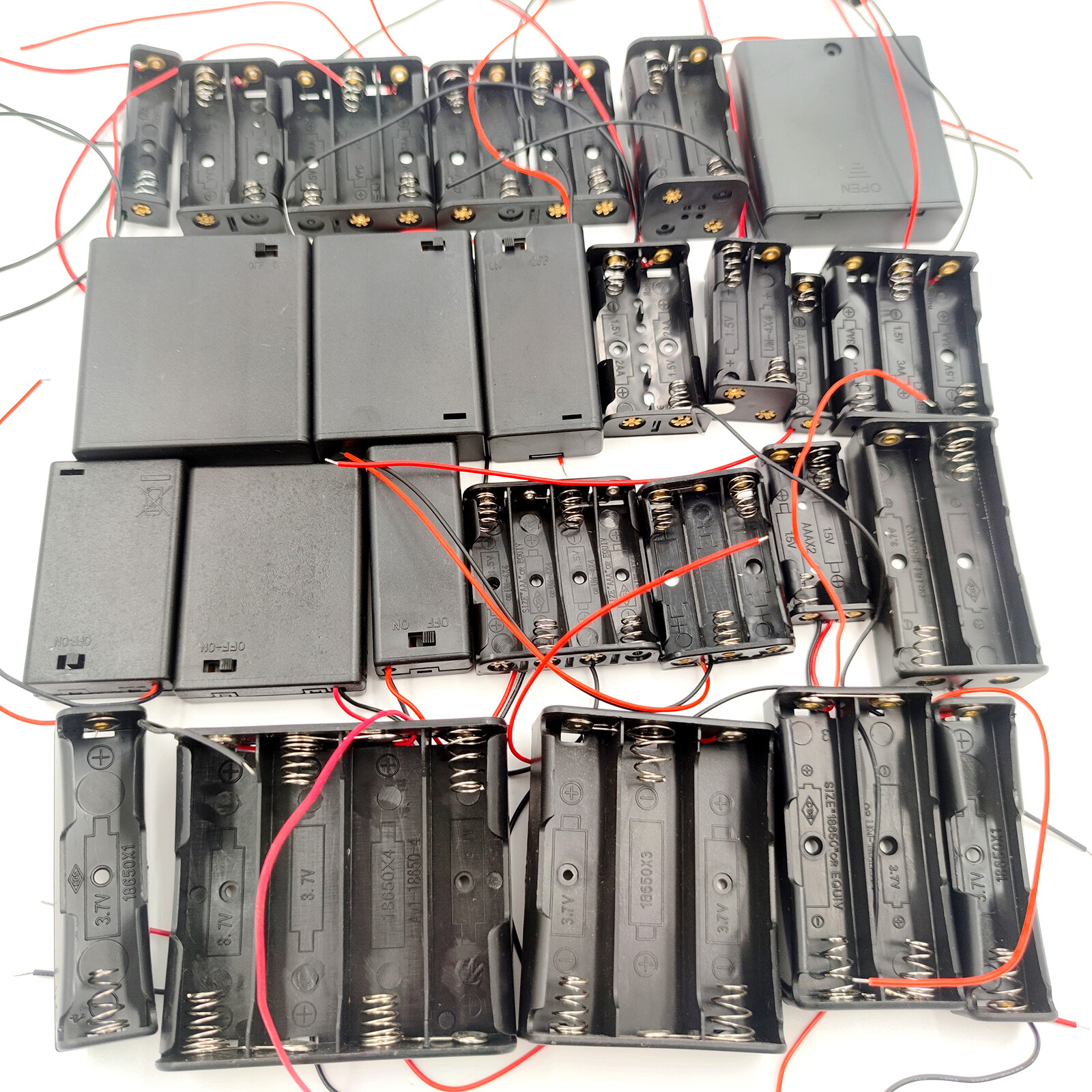 C/D/AA/AAA x 1-10 Battery Holder Box With Wire Case Connector Open or Enclosed