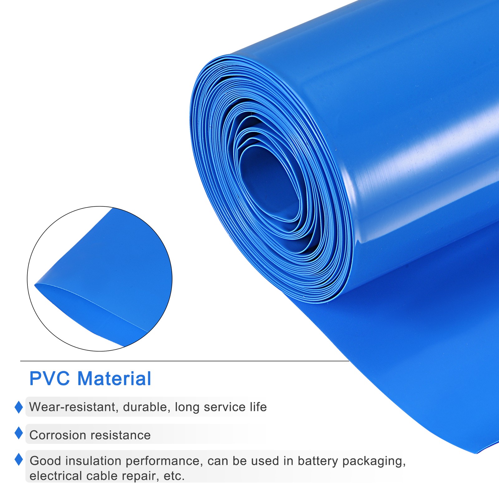 Battery Wrap 32mm Flat 26 ft PVC Heat Shrink Tube Wraps Blue