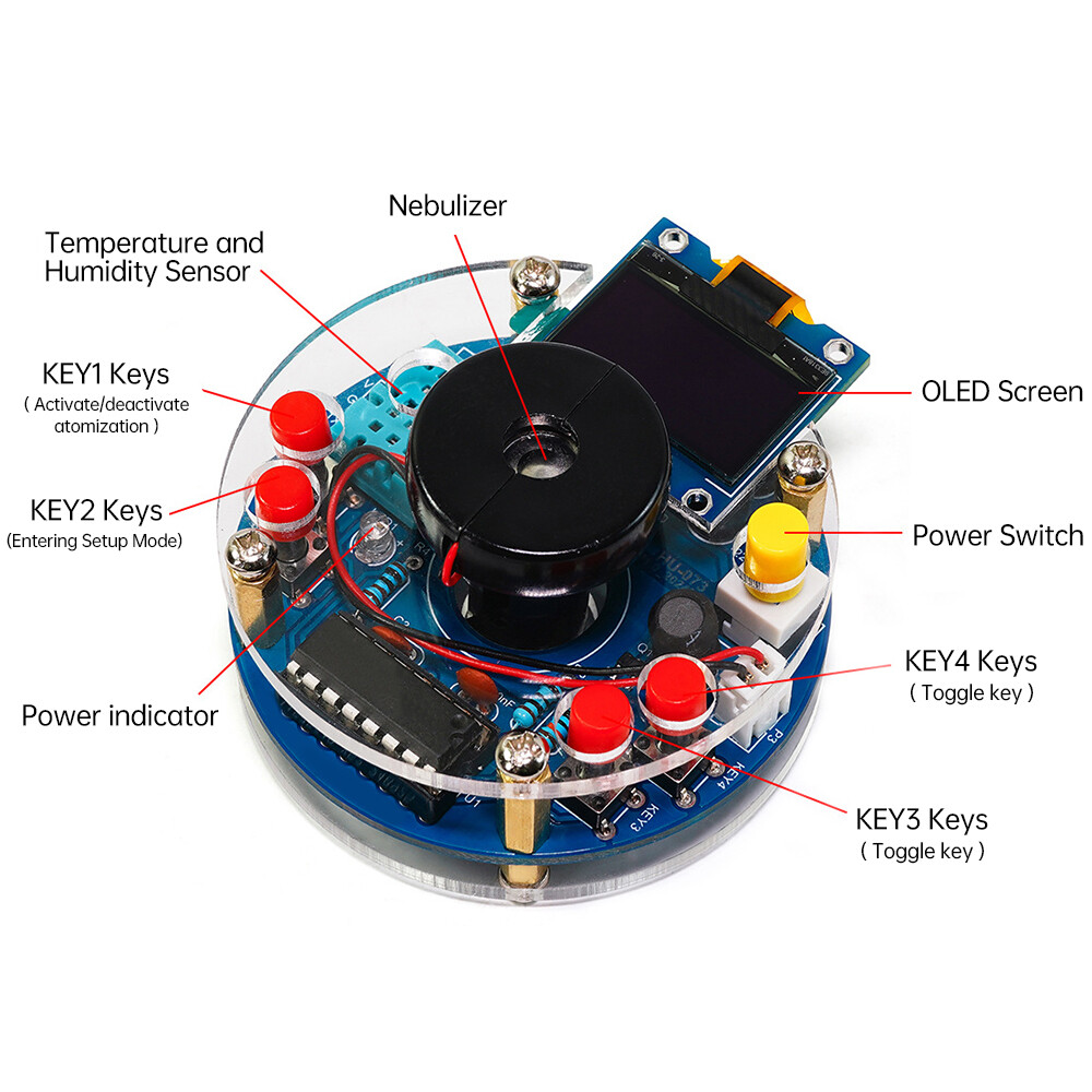 USB Humidifier Circuit Board Mist Maker Kit OLED Display Temperature Humidity