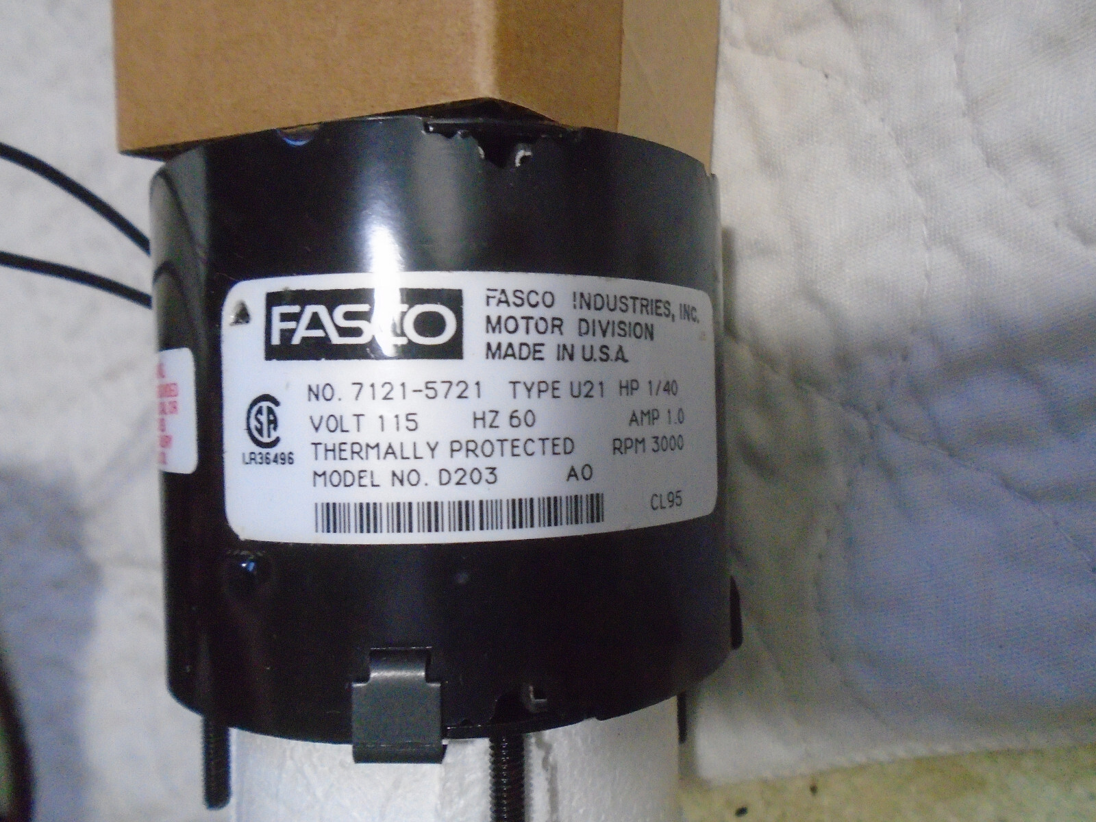 Fasco D203 Fan And Blower Motor 1/40HP 3000RPM 1/4Dia. x 2 1/4″ Shaft 115V 60HZ