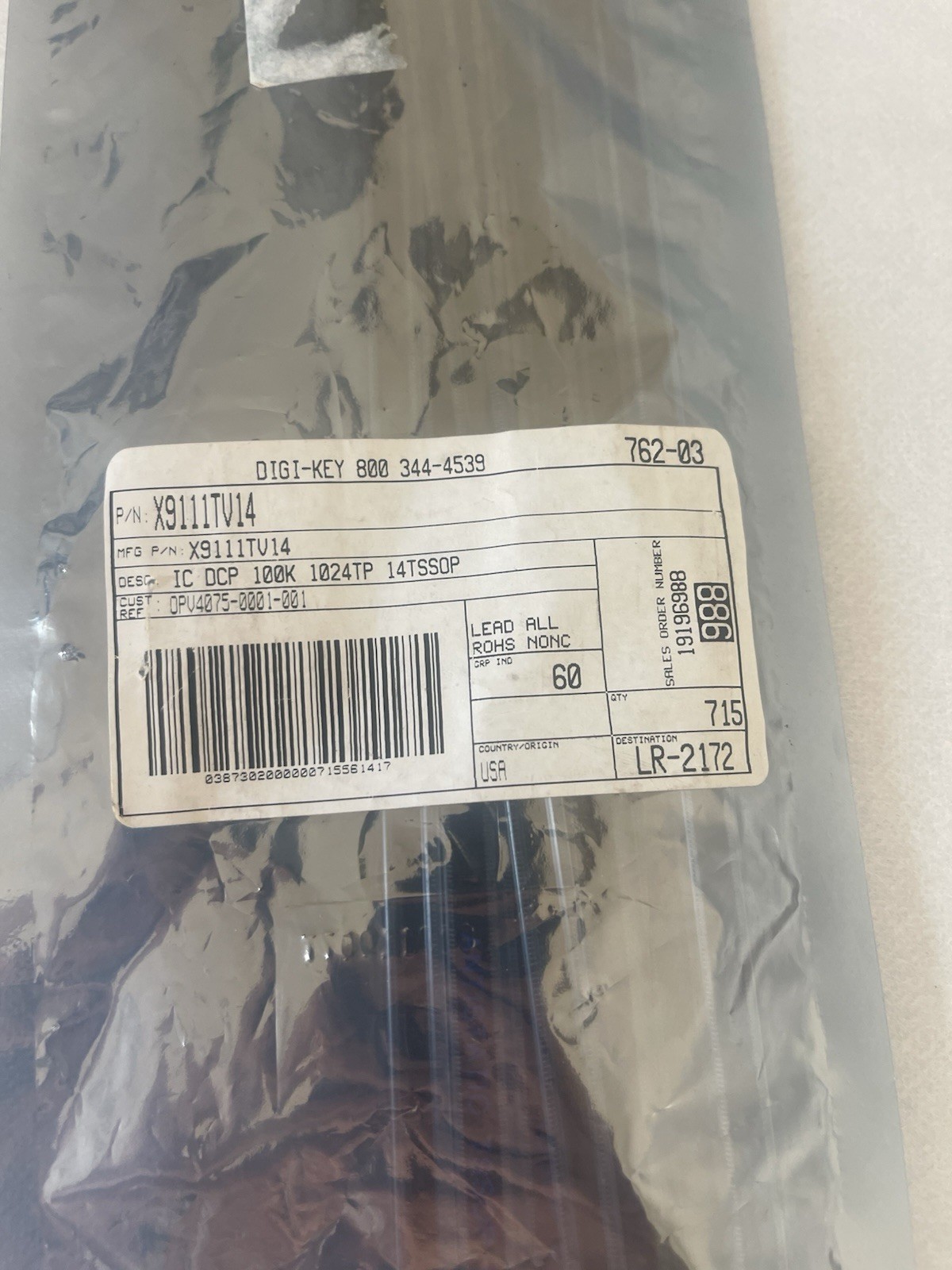 715 pcs X9111TV14 Intersil / Renesas IC DCP 100K 14TSSOP | New Digi-Key Bulk Lot