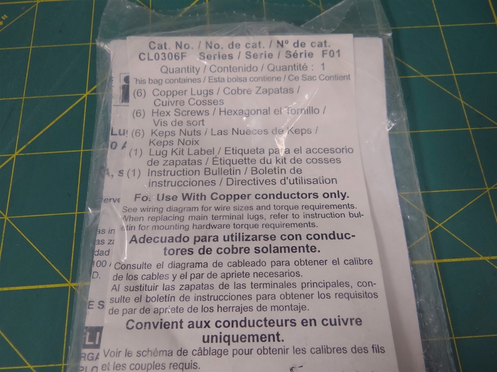 Square D CL0306F Lug Kit for F Series Switch NEW