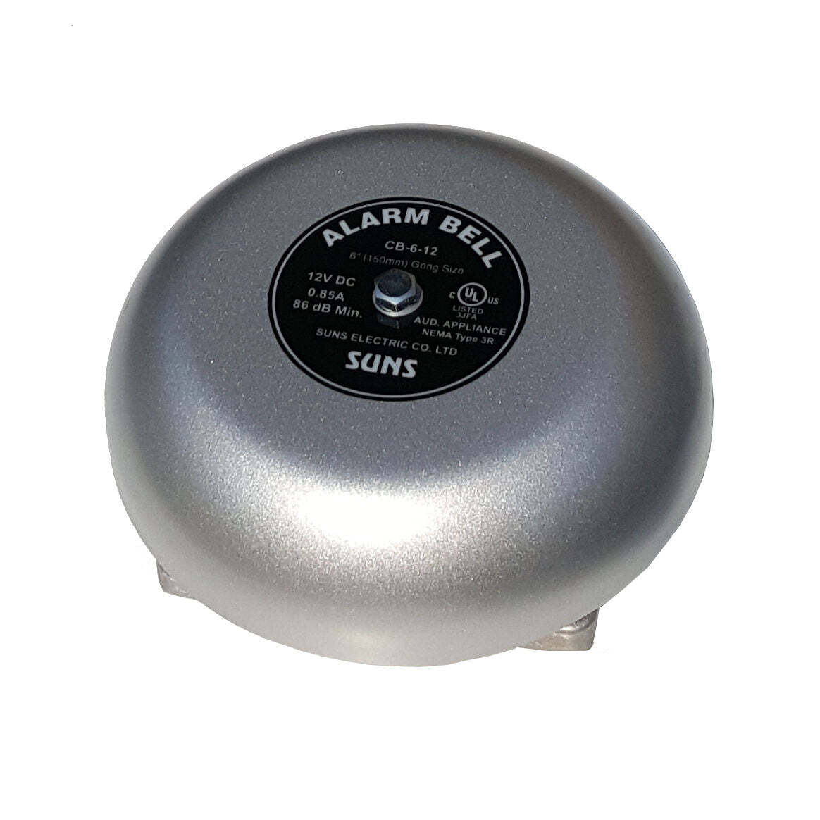 SUNS CB-6-12 Gray 12V Alarm Bell 6 Inch 12 Volt DC (6″ in 12 VDC)