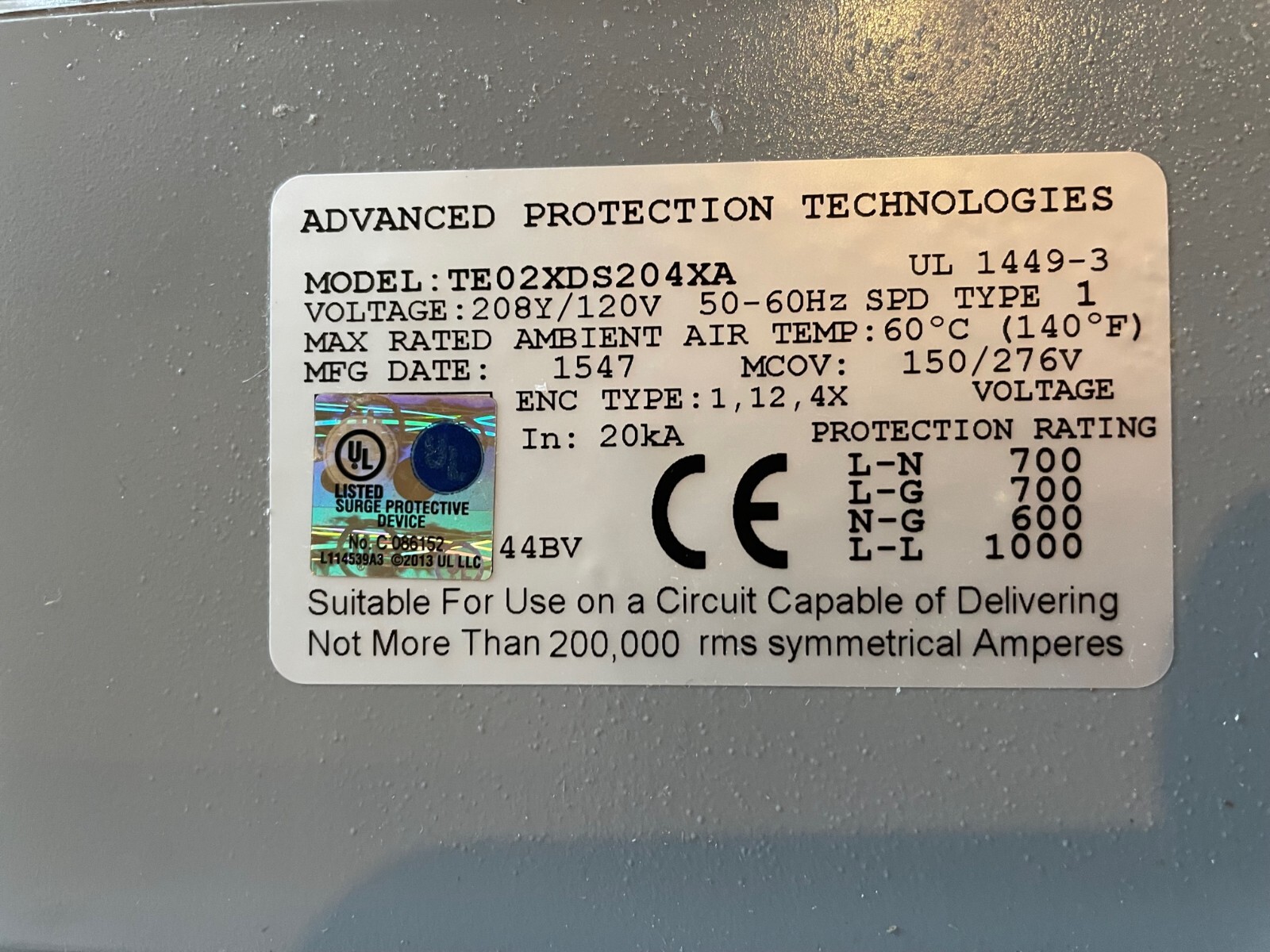 Advanced Protection Technologies TEXDS Series Surge Protective Device