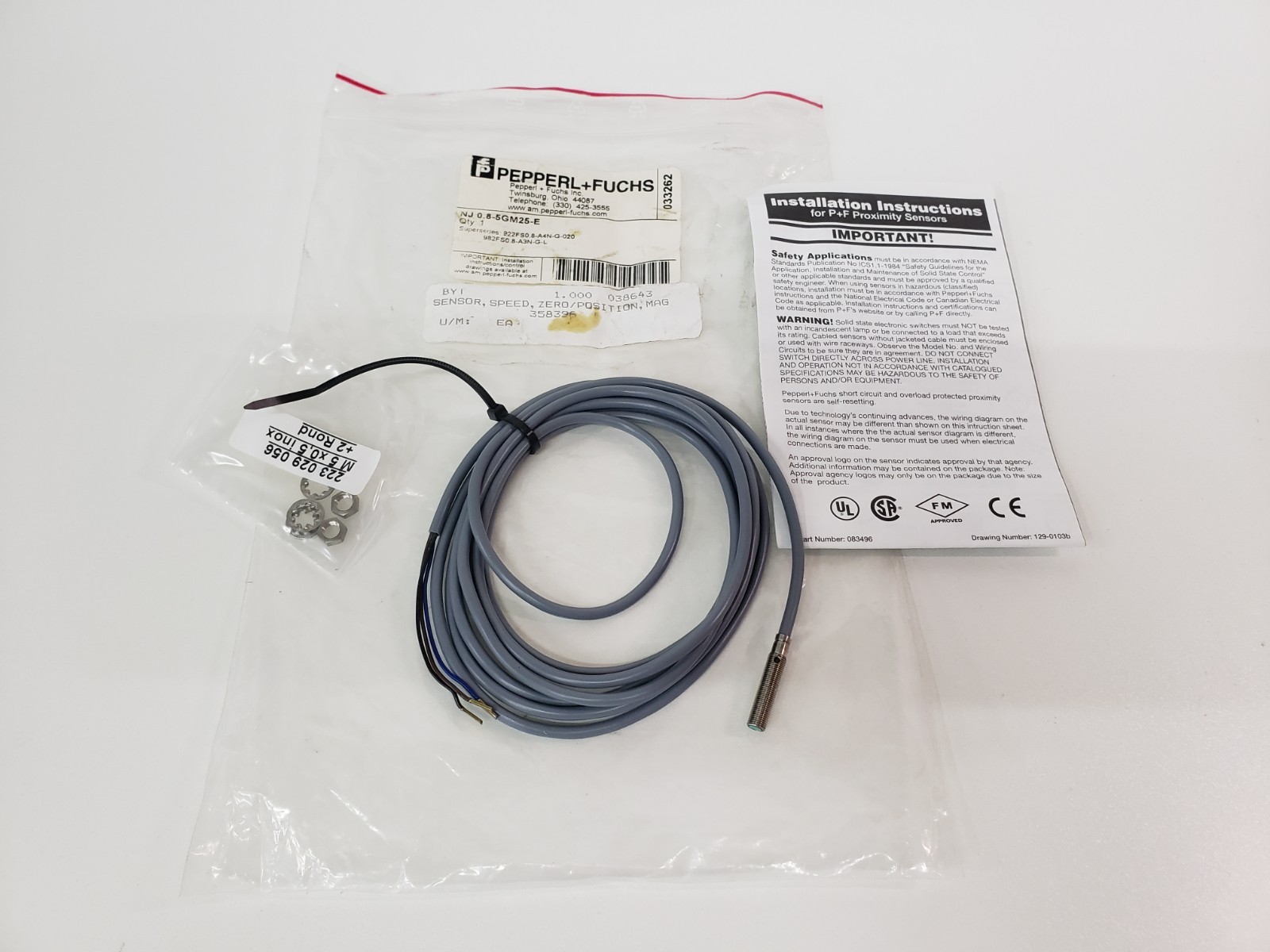 UNUSED – PepperL+Fuchs NJ 0.8-5GM25-E Proximity Sensor 033262