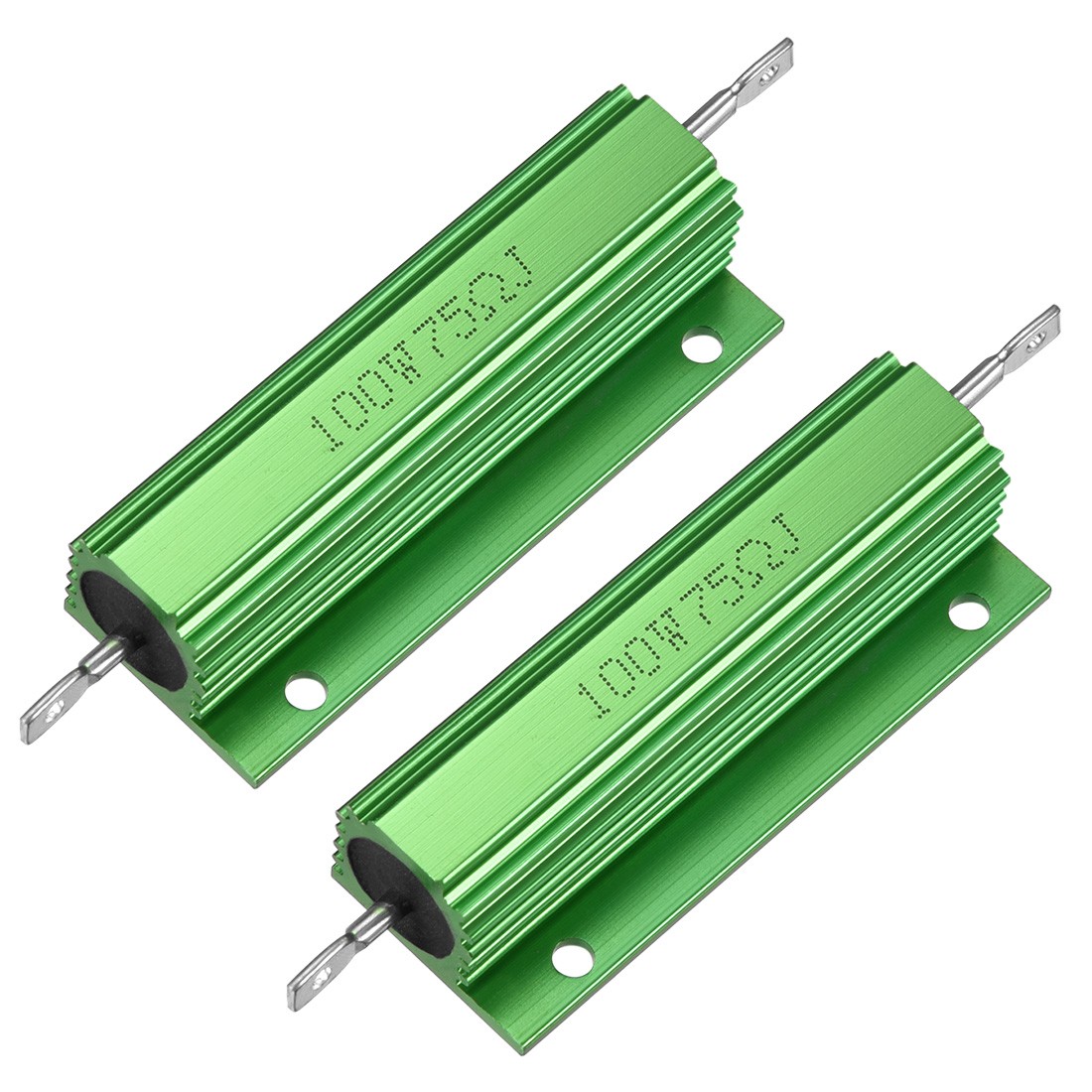 2 Pcs Aluminum Case Resistor 100W 75 Ohm Wirewound for LED Replacement Converter