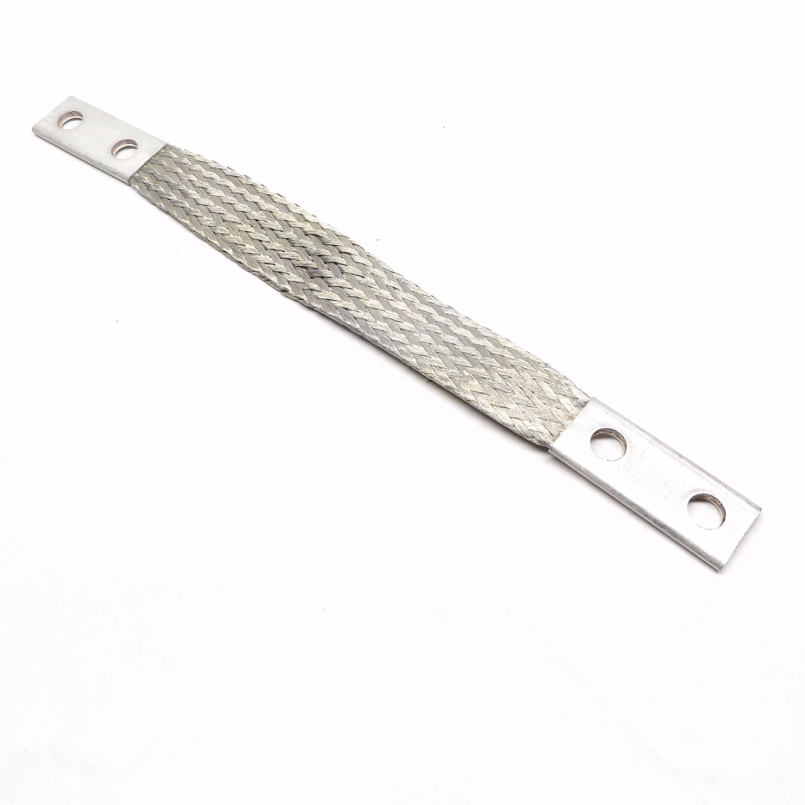 Unbranded 16-1/2″ Long Tin Plated Copper Ground Strap, Braided, 2-Hole