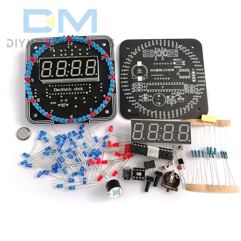 DIY Rotating LED Alarm Electronic Digital Clock Kit Learning Board 5V DS1302