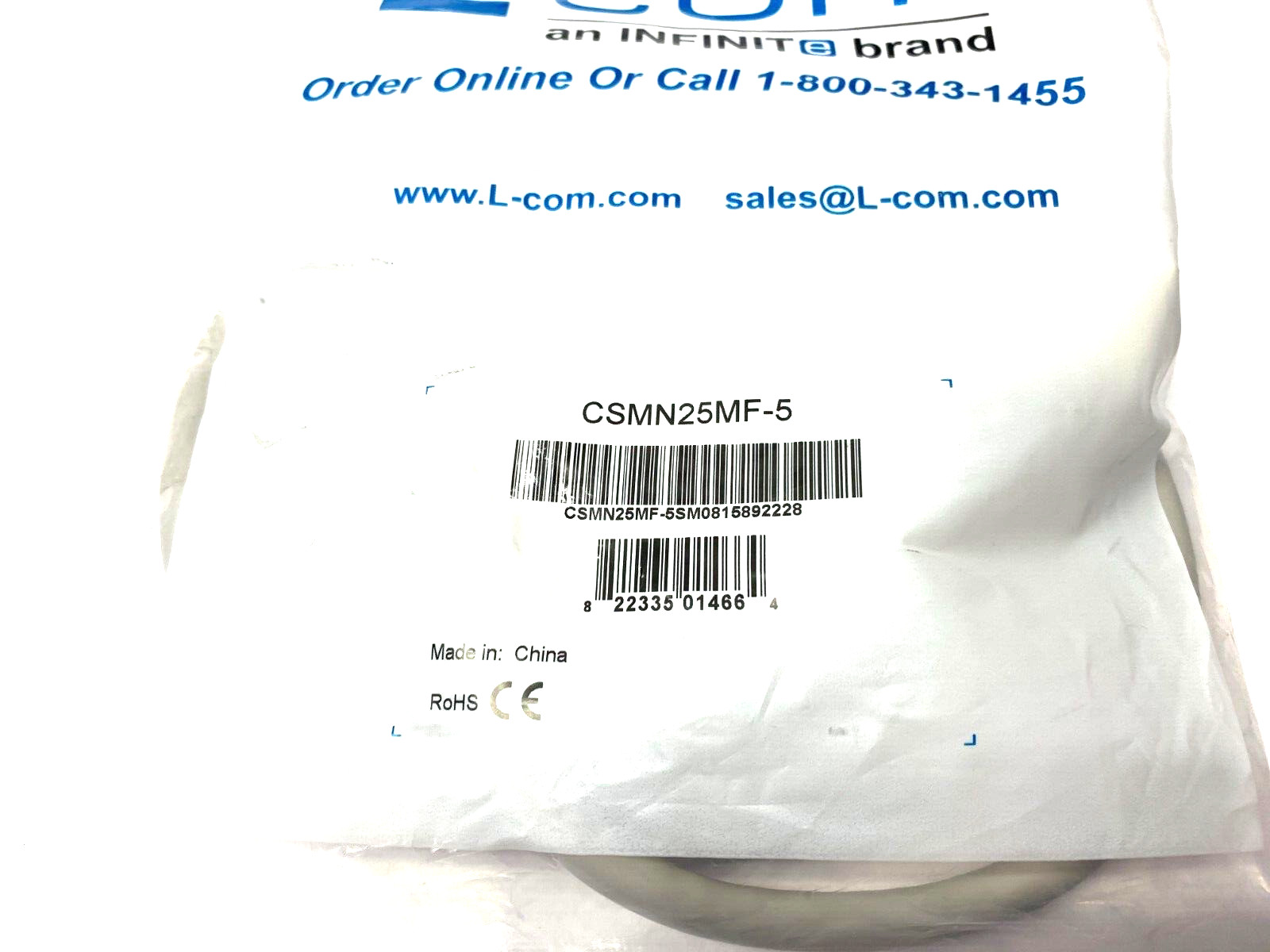 L-Com CSMN25MF-5 Deluxe D-Sub DB25 Male to Female Cordset 25-Pos