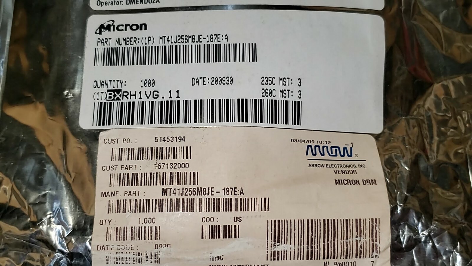 New Micron MT41J256M8JE-187E:A DRAM DDR3 SDRAM 2Gbit 256Mx8 1.5V 82-Pin FBGA