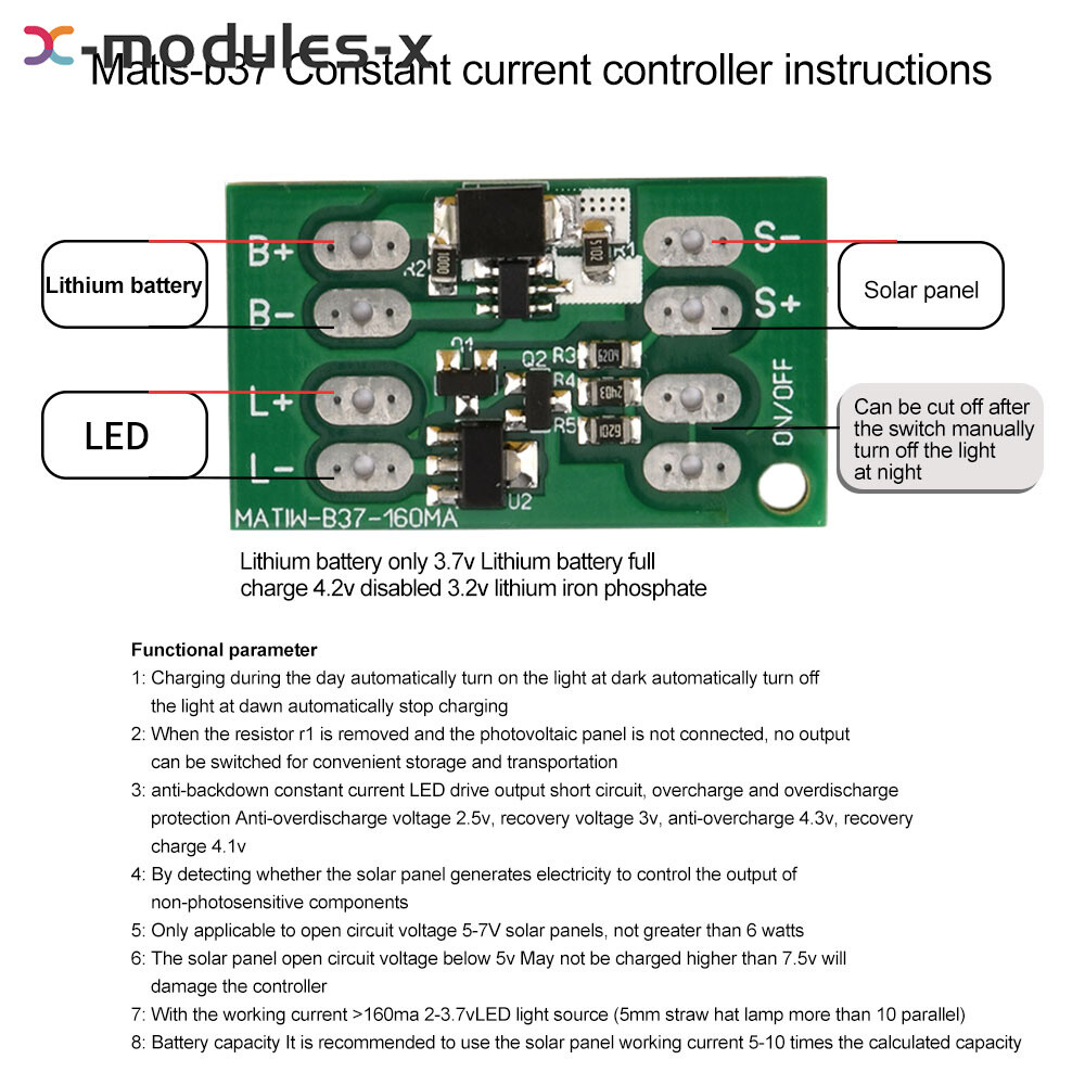 Photovoltaic Solar Light Battery Charging Controller Li-ion Battery Protection