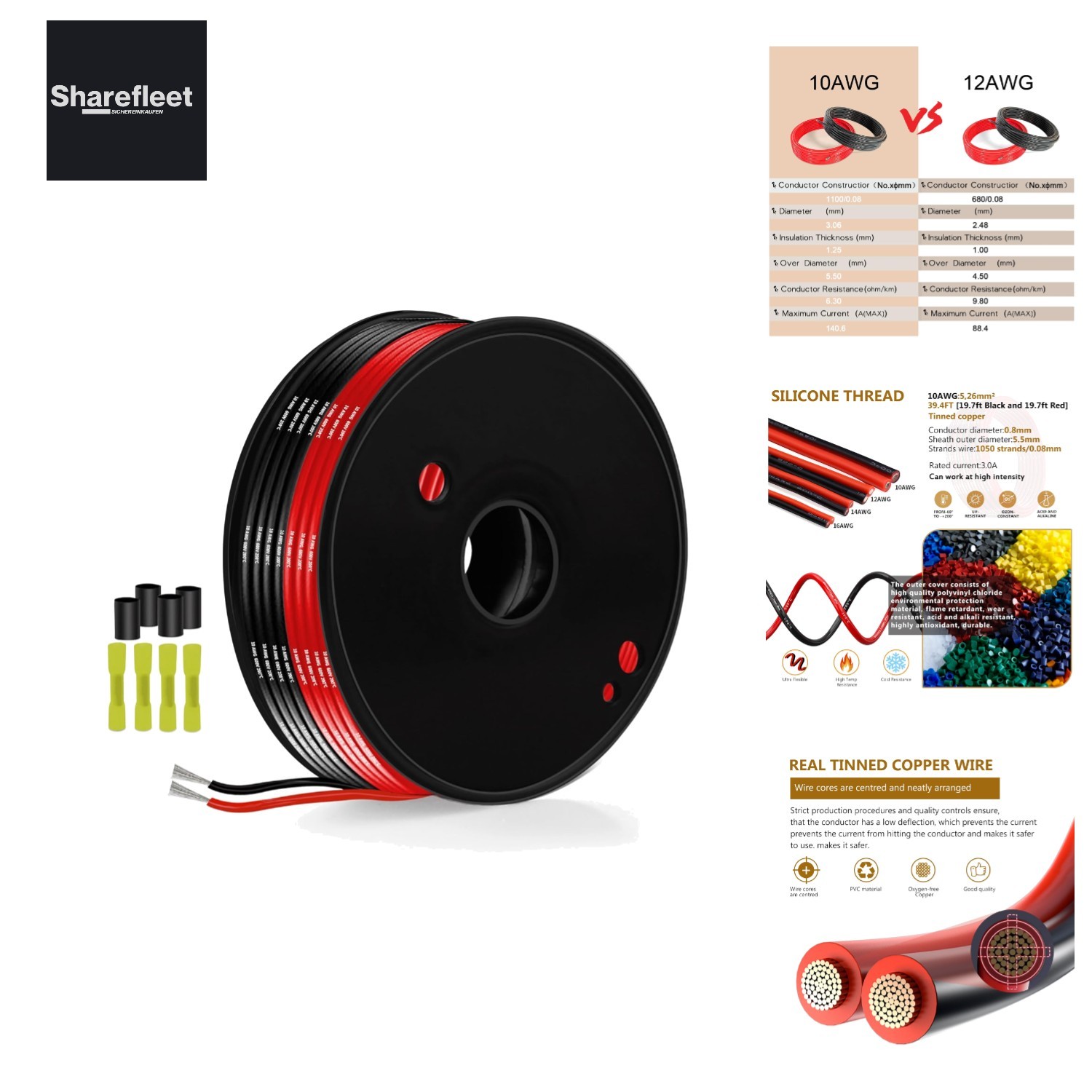 Powerful 10AWG Silicone Electronics Wire 12m, Extremely Flexible & Durable