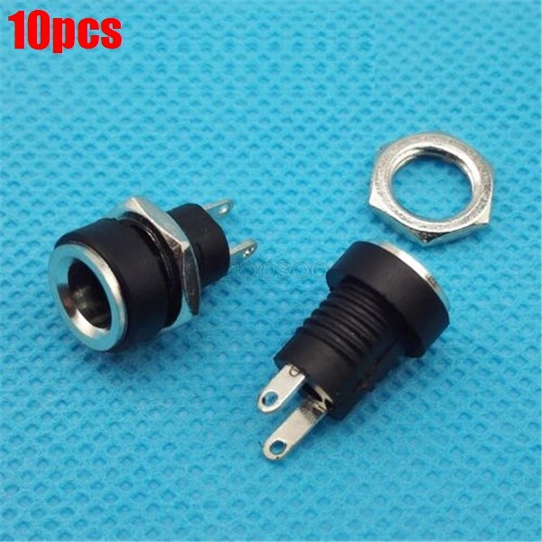 10Pcs DC-022B Dc Power Supply Jack Socket Female Panel Mount Connector 5.5X2. hp