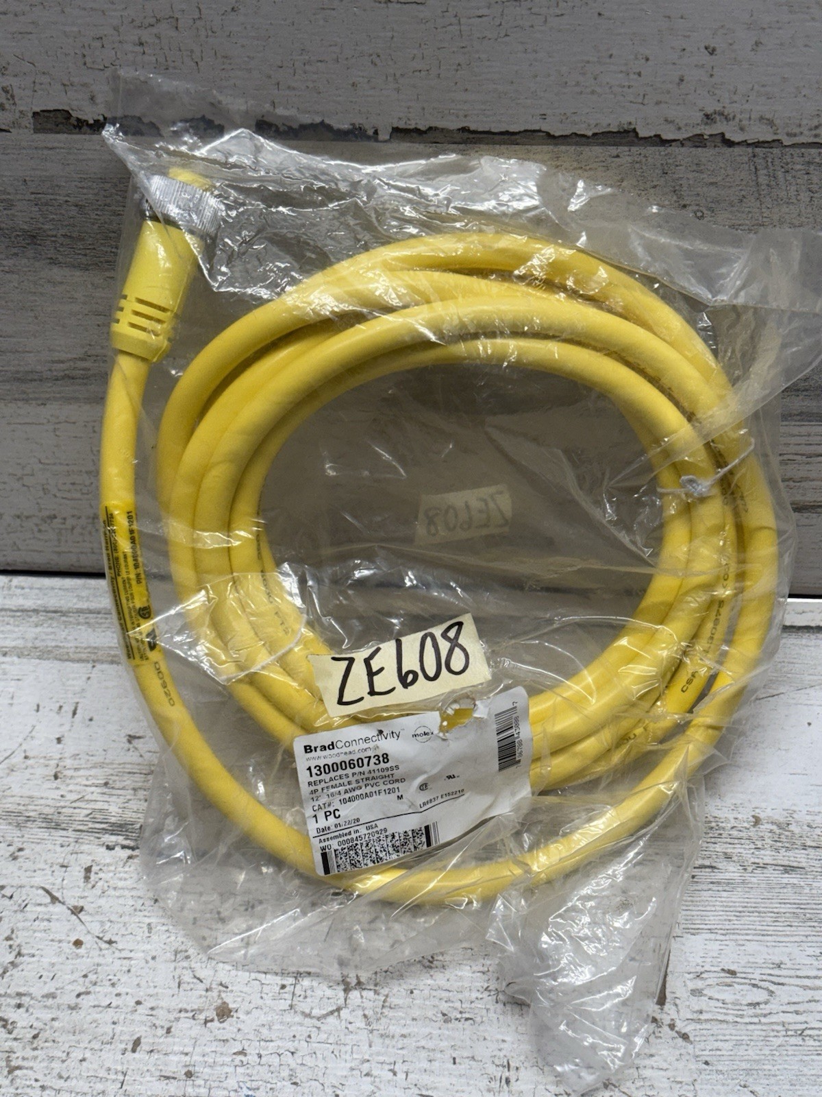 Brad Connectivity 1300060738 4p Female Straight Cordset Cable 12ft New