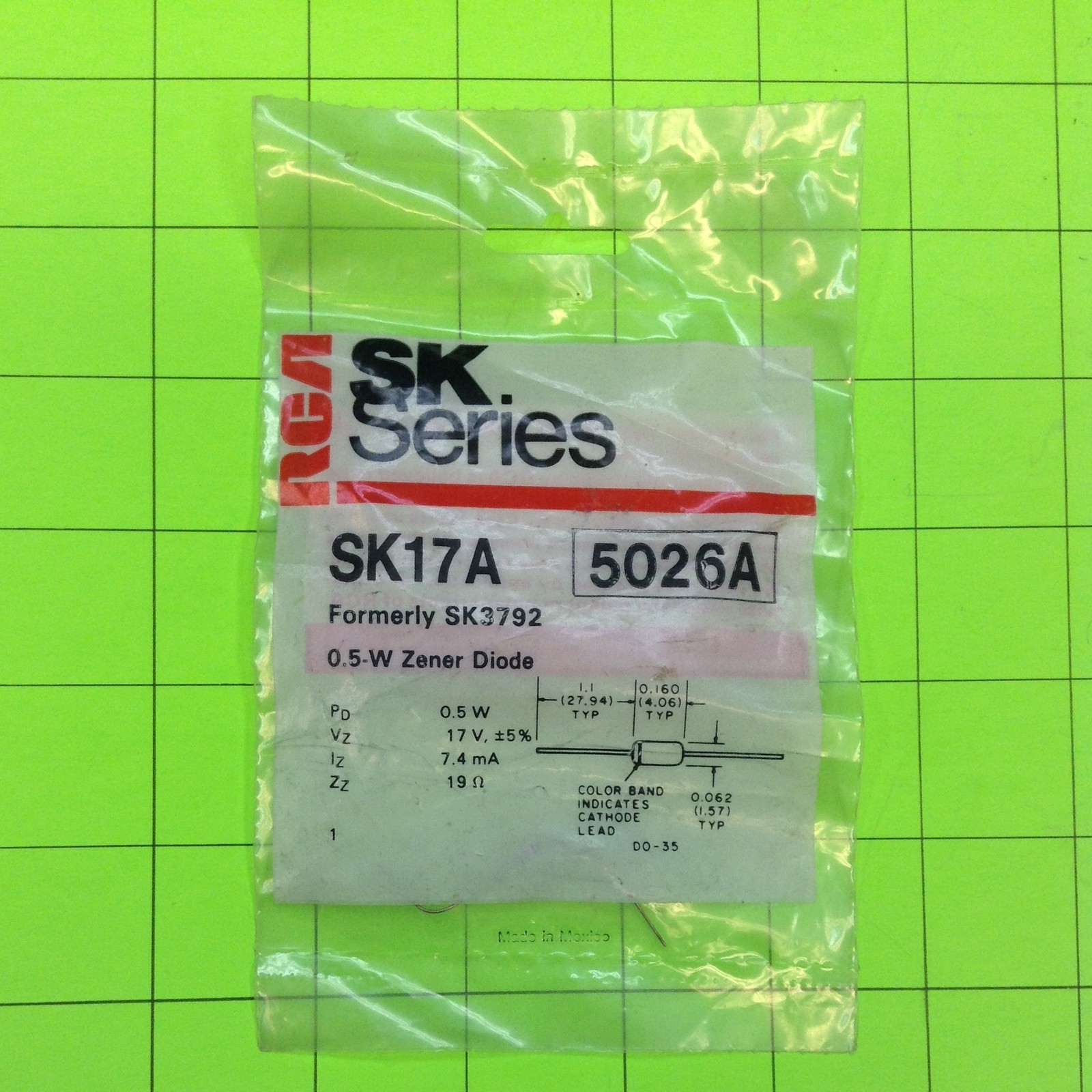 RCA 5026A SK17A 0.5W Zener Diode