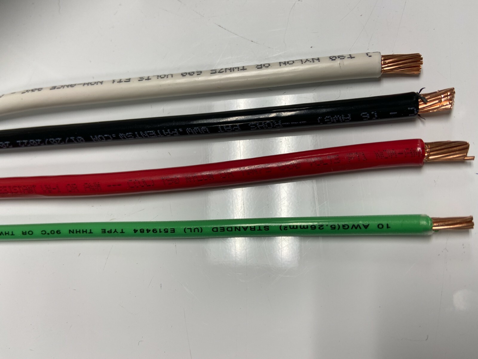 65′ EA THHN THWN 6 AWG GAUGE BLACK WHITE RED COPPER WIRE + 65′ 10 AWG GREEN