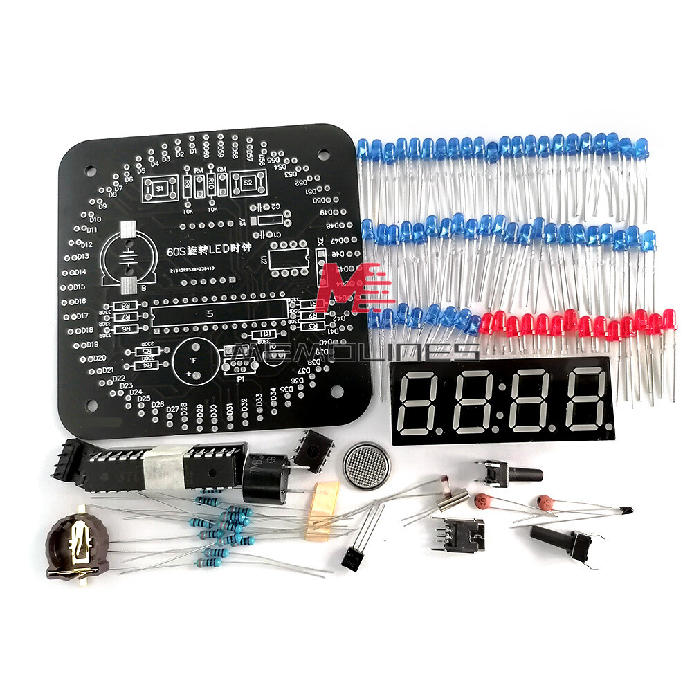 DIY Rotating LED Electronic Digital Clock Kit Learning Board DC5V DS1302 + Shell